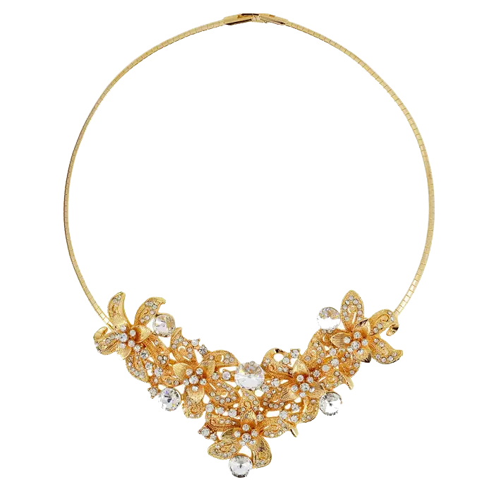 Elegant Gold Necklace with Floral Design