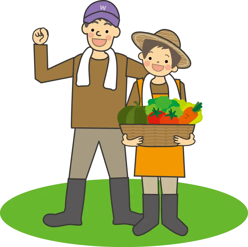 Cartoon Farmers Carrying Fresh Vegetables