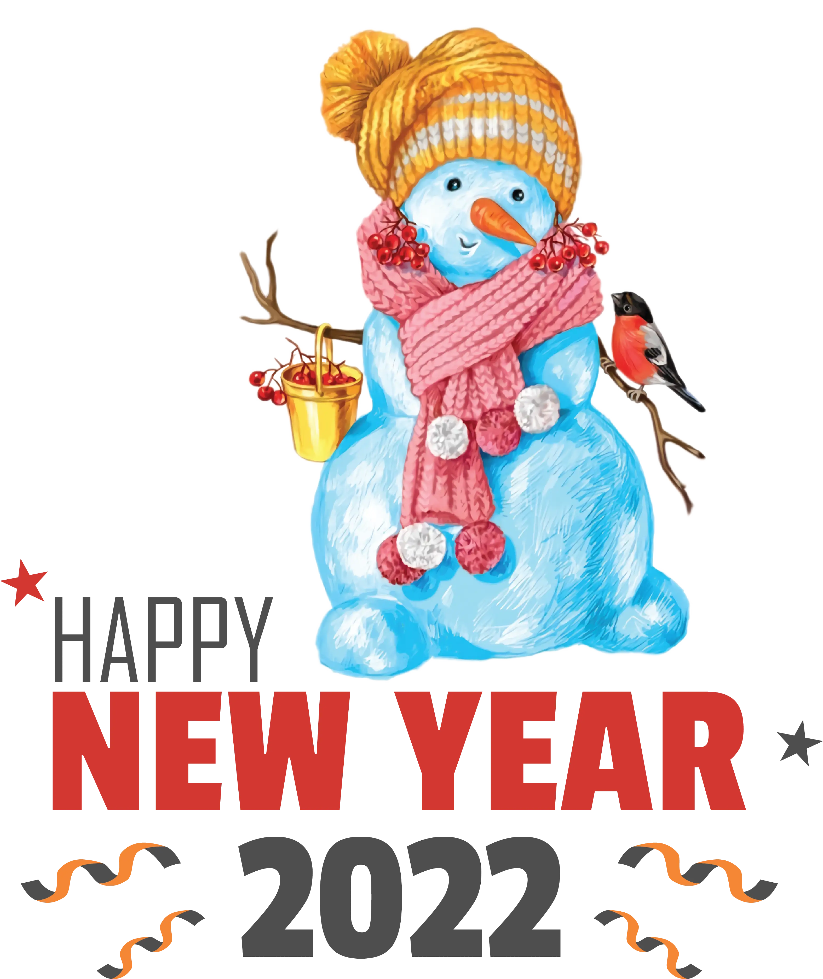 Happy New Year 2022 Snowman Greeting