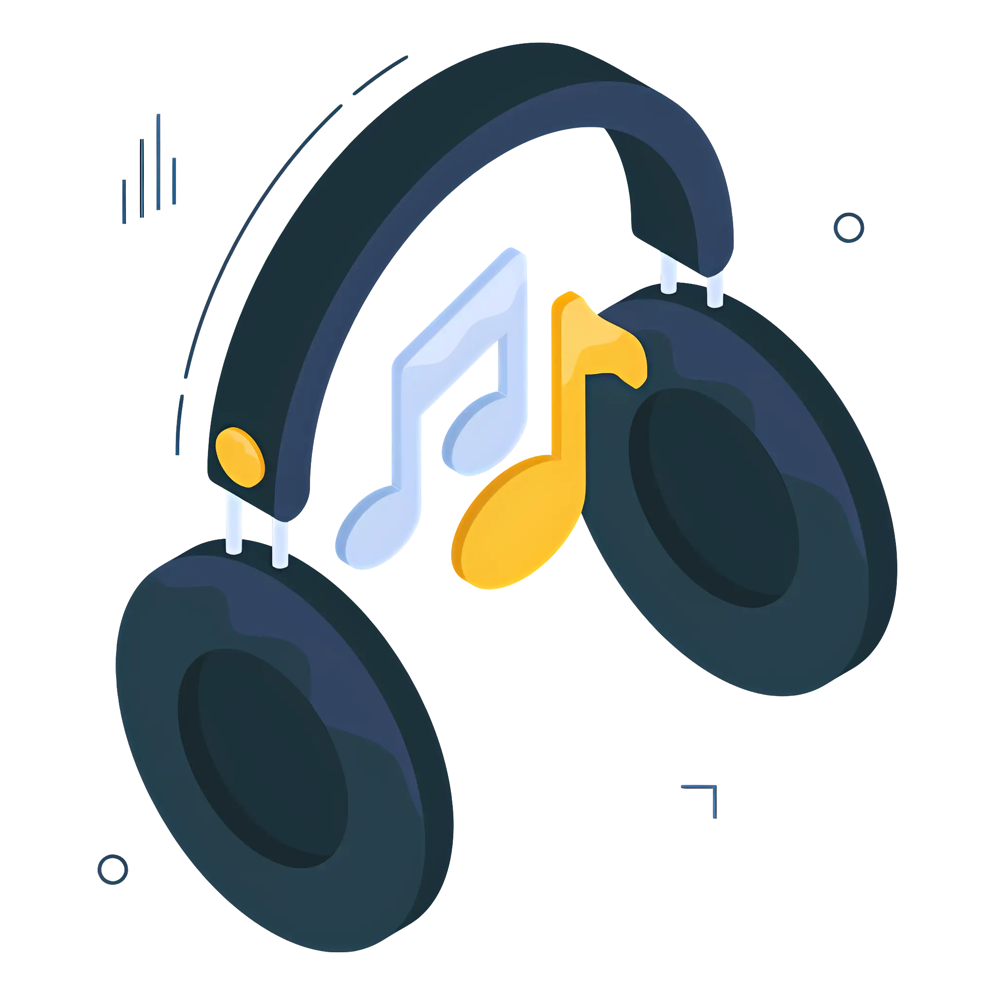 Headphones with Music Notes Illustration