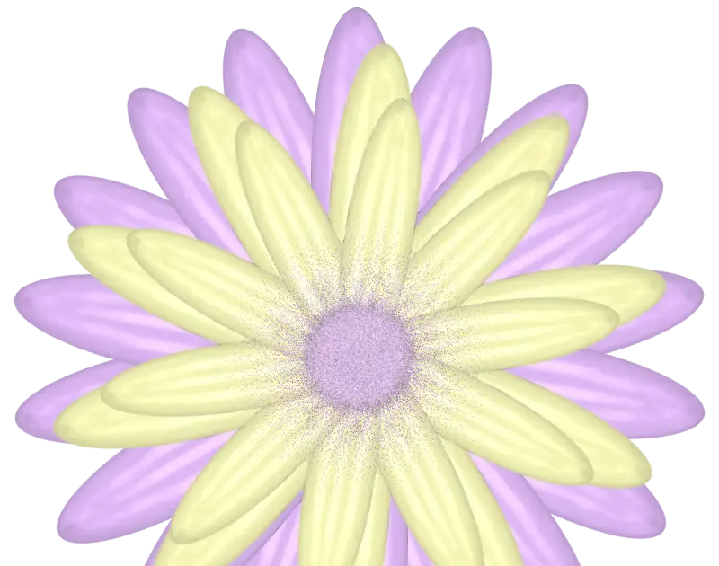Illustrated Pastel Flower with Purple and Yellow Petals