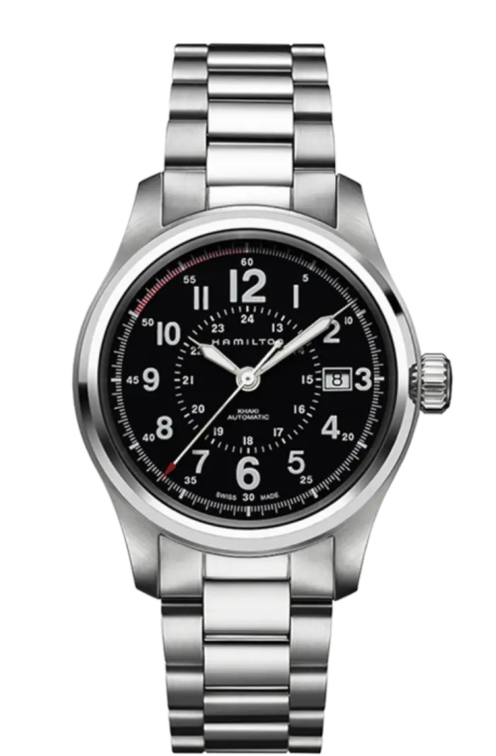 Sophisticated Wristwatch with Black Dial and Stainless Metal Strap