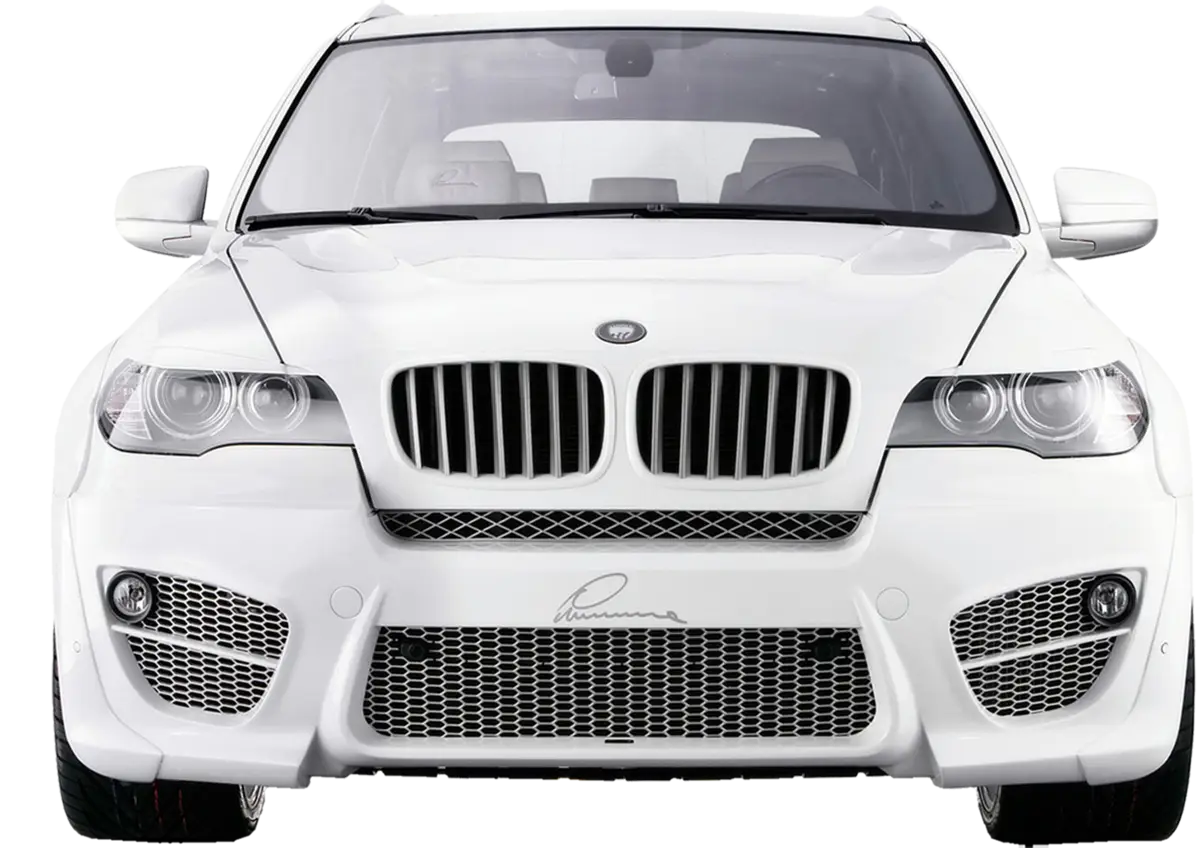 White Car Front View with Elegant Grille