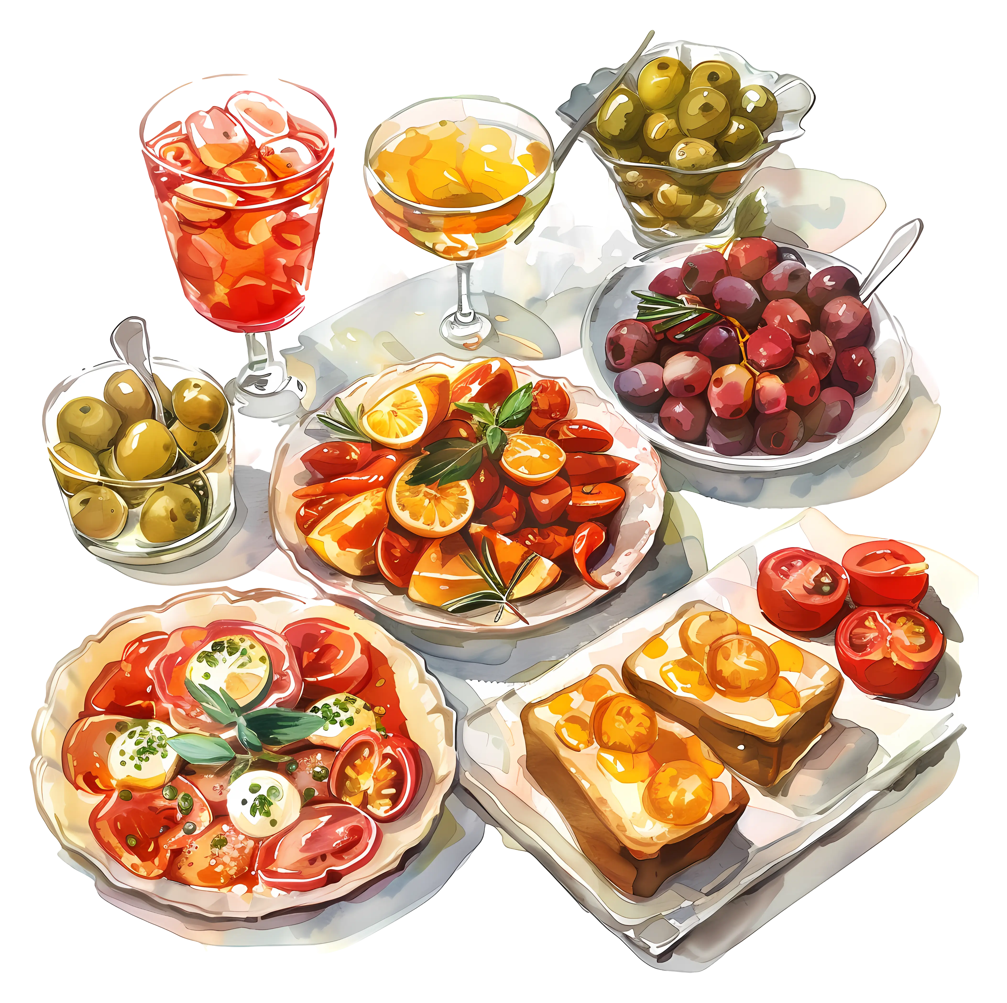 Delicious Food Platter with Olives and Tomatoes