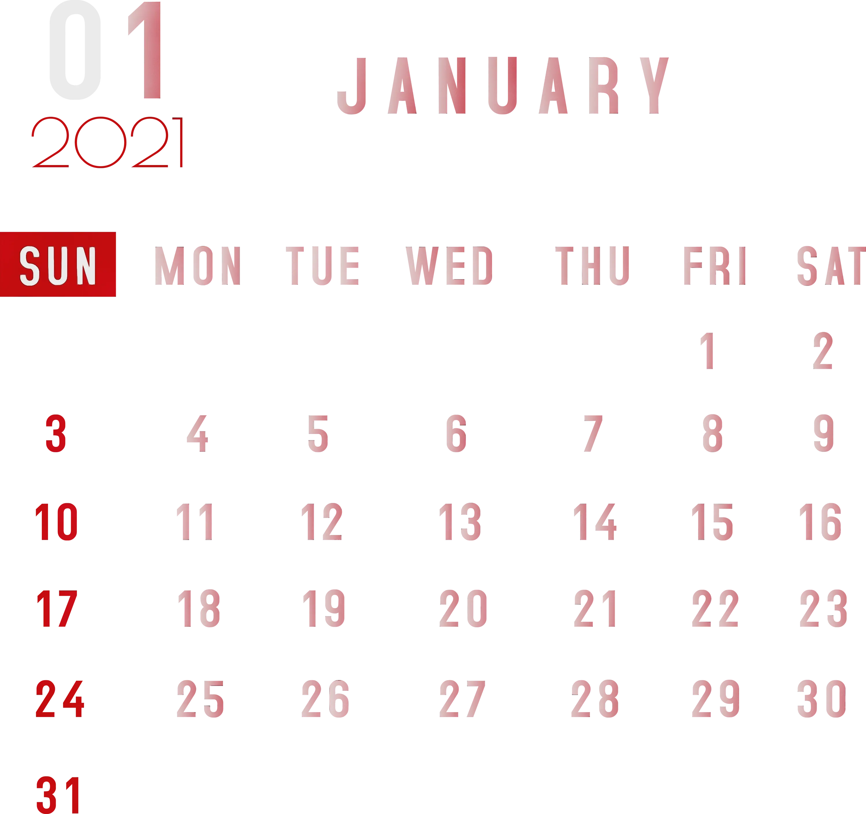 January 2021 Calendar Design