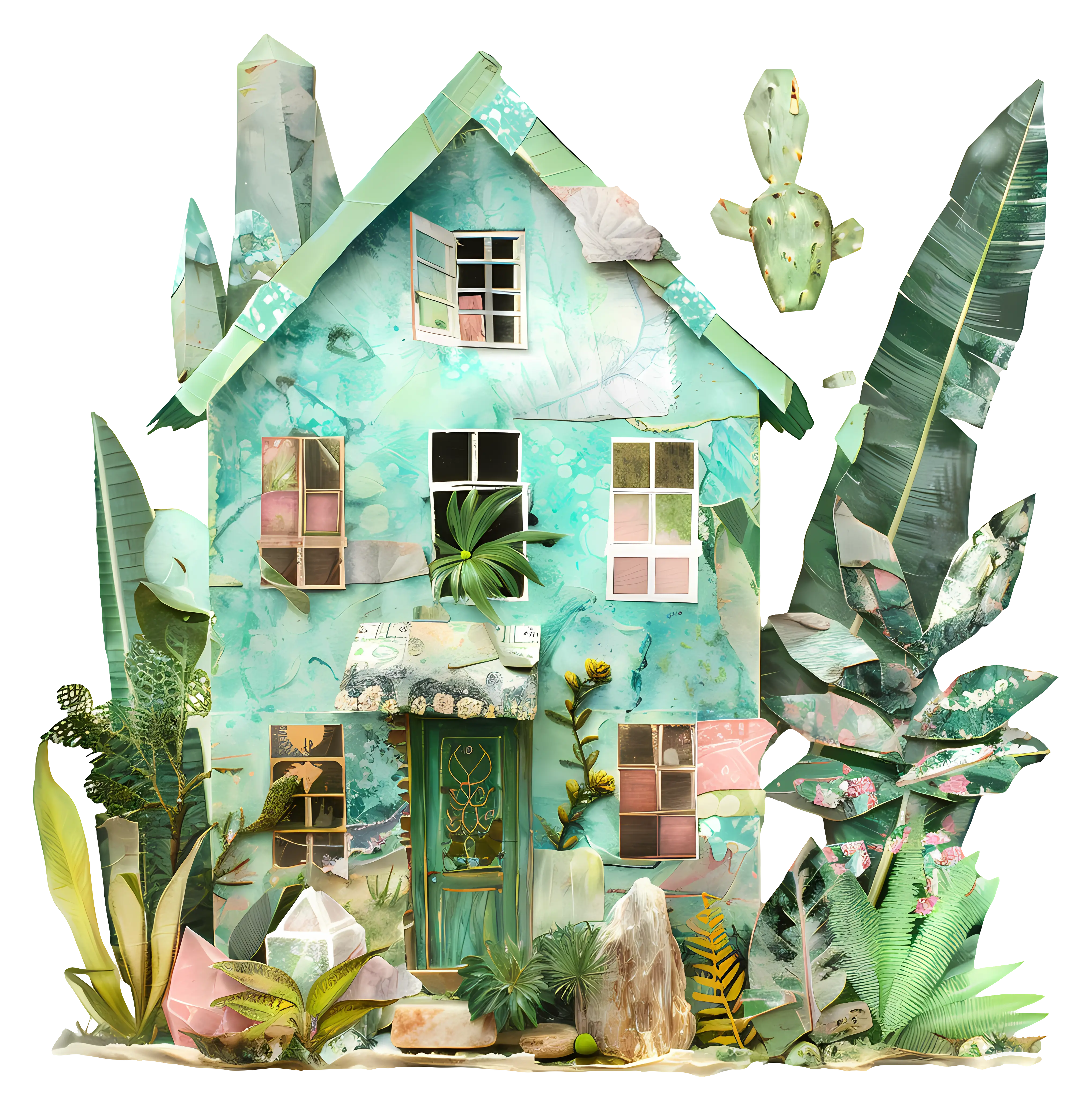 Whimsical House with Plants