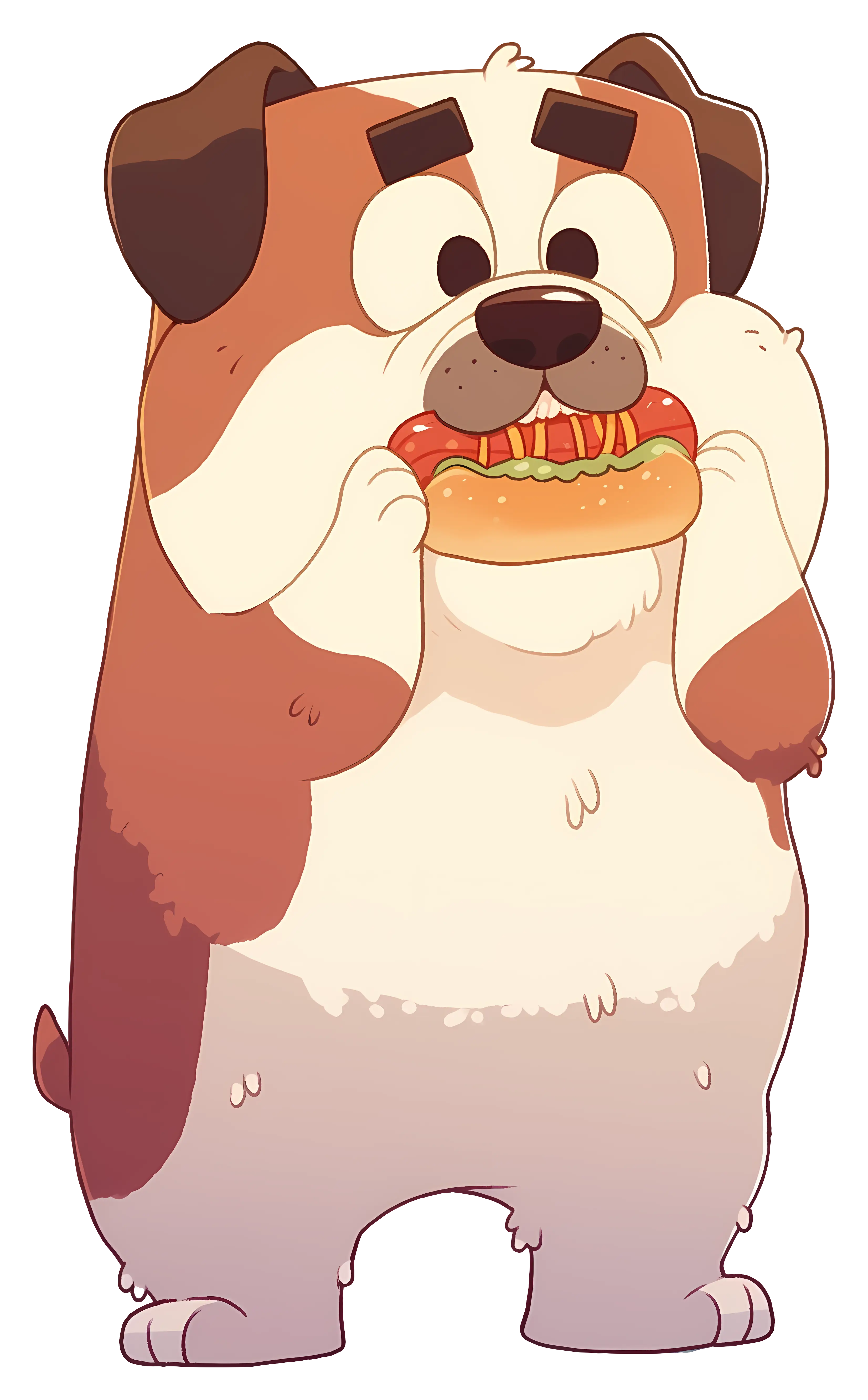 Cartoon Dog Enjoying a Sandwich