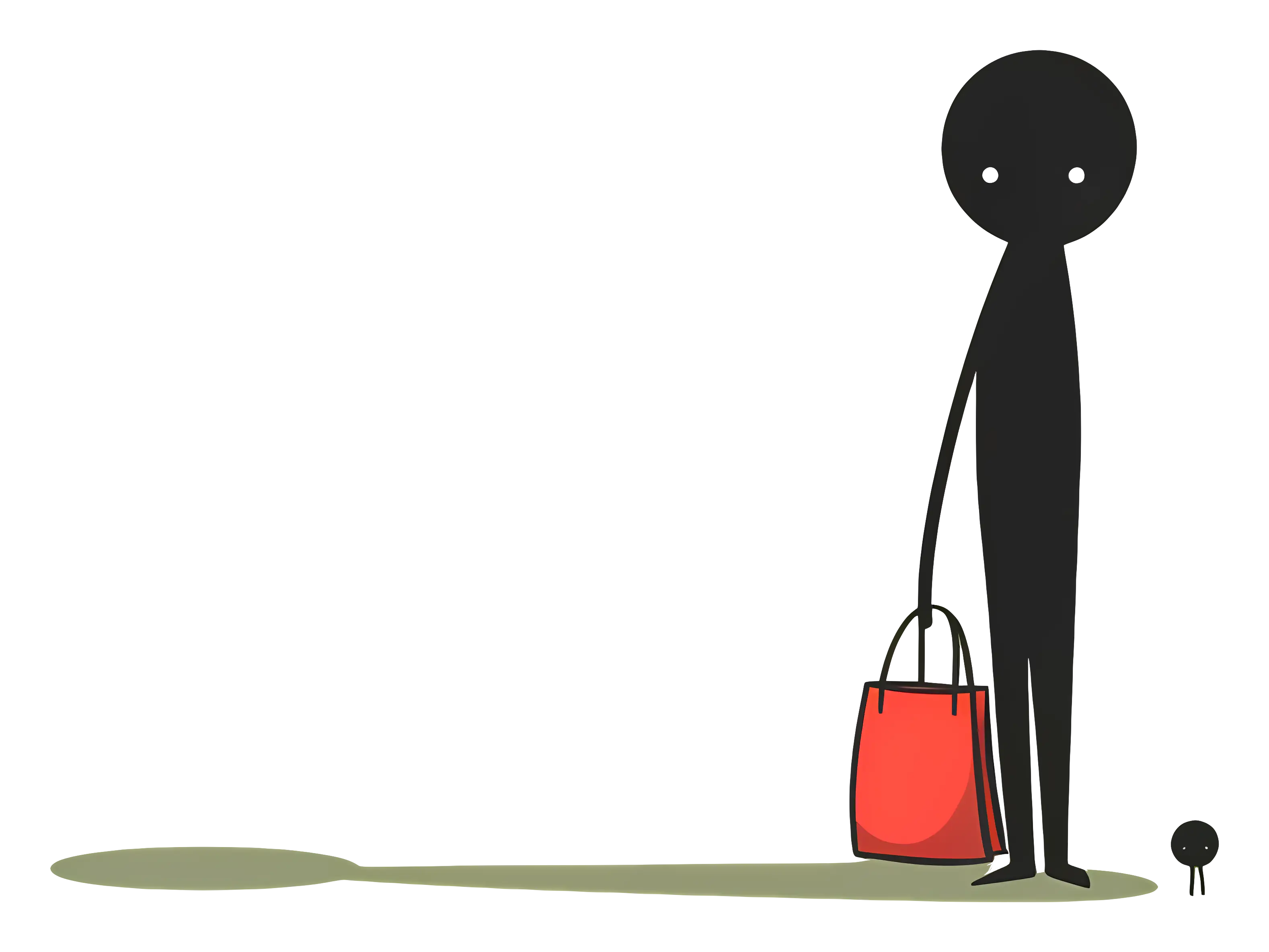 Minimalist Stick Figure with Bag