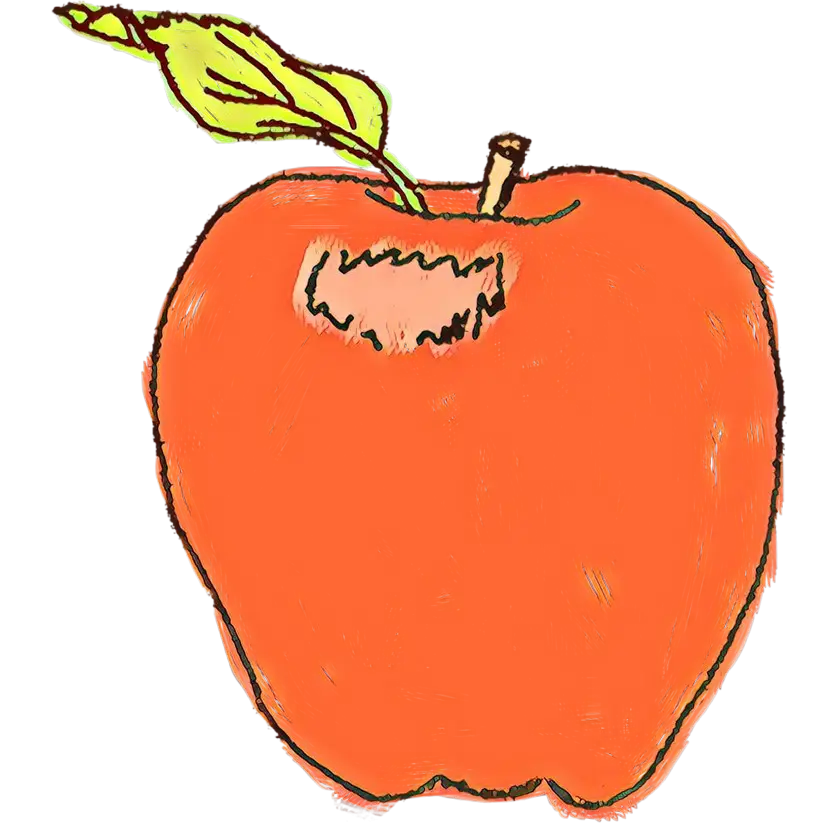 Hand-Drawn Orange Apple in Doodle Style