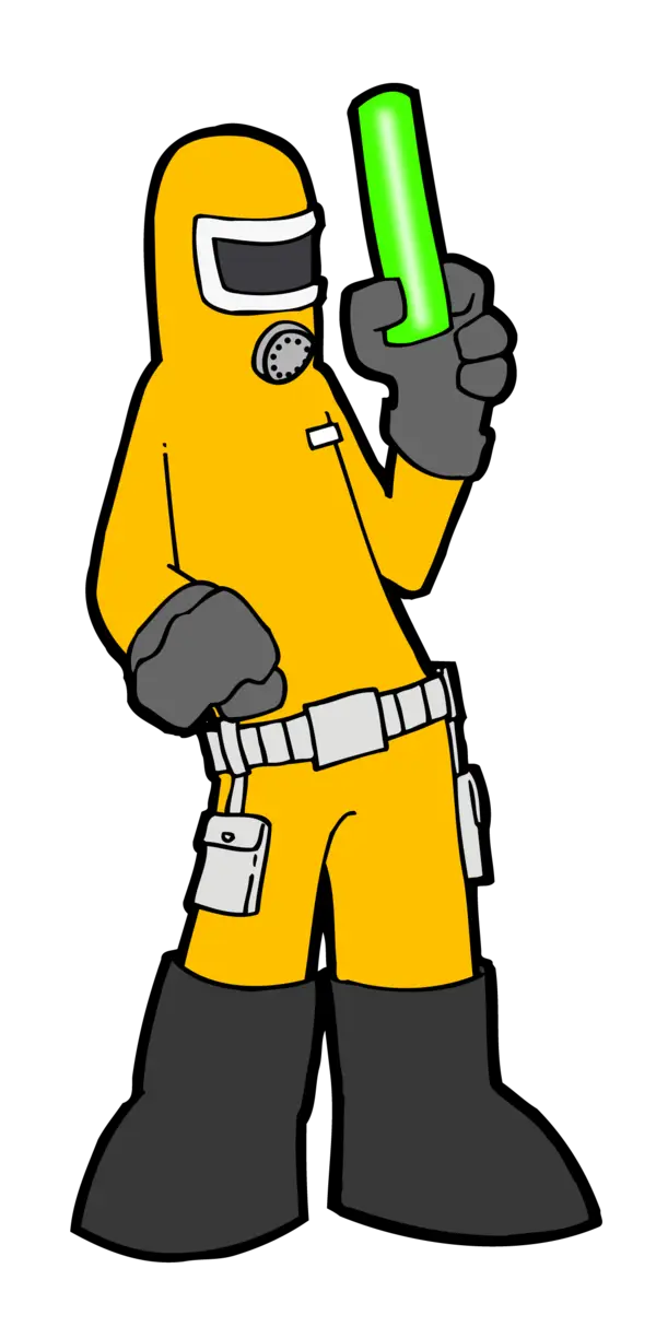Person in Hazmat Suit Holding a Green Vial