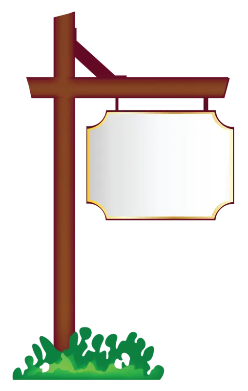 Blank Sign on Wooden Post