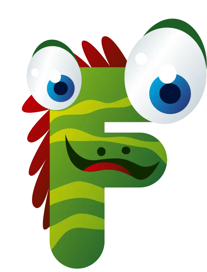 Cartoon Letter F with Big Eyes