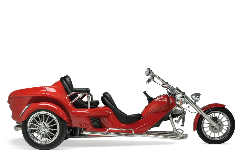 Bold Red Three-Wheel Motorcycle