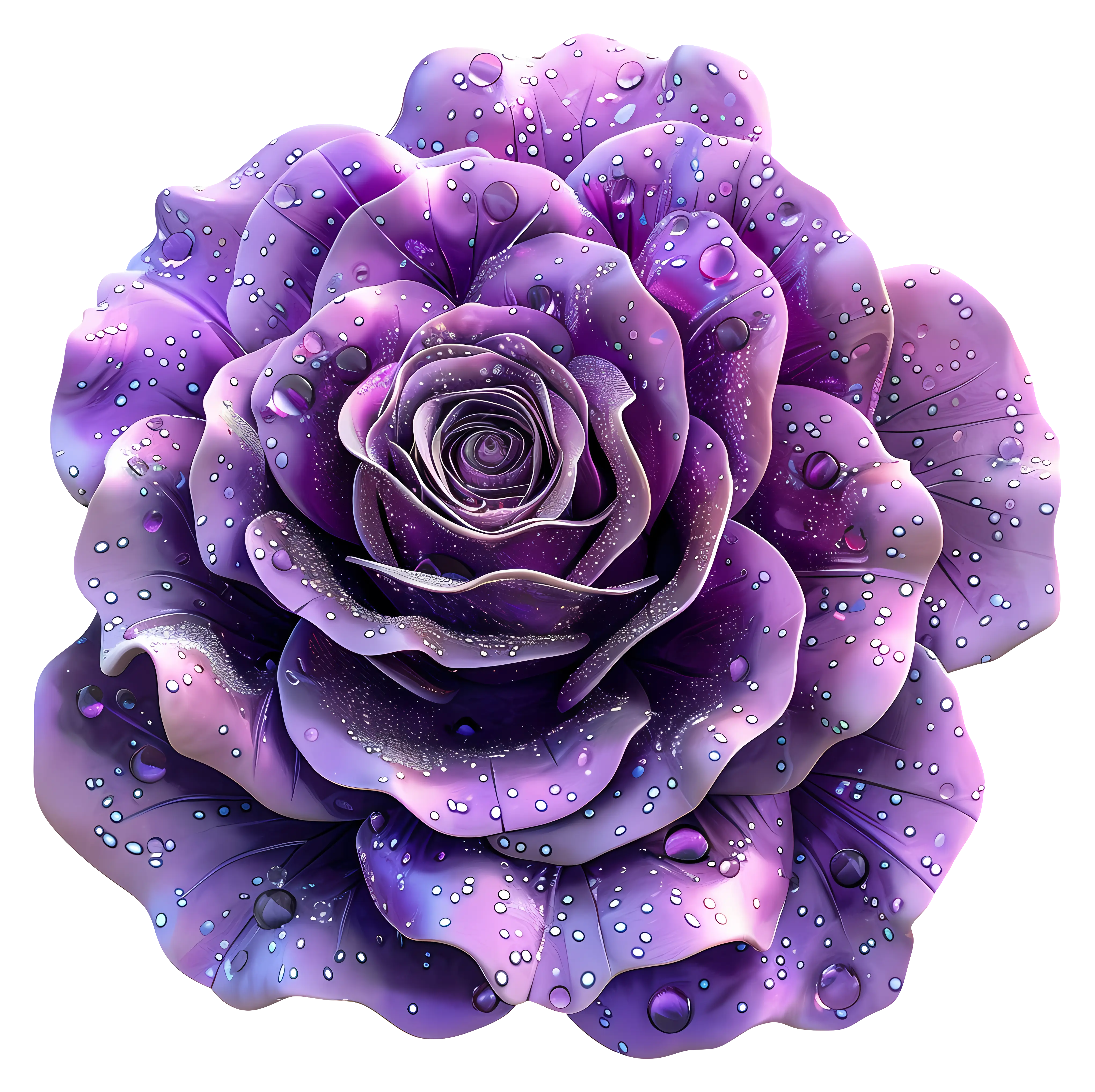 Purple Rose with Water Droplets