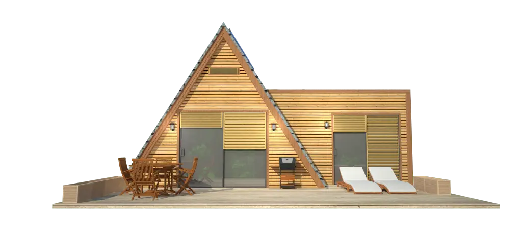 Triangular Wooden House with Modern Design