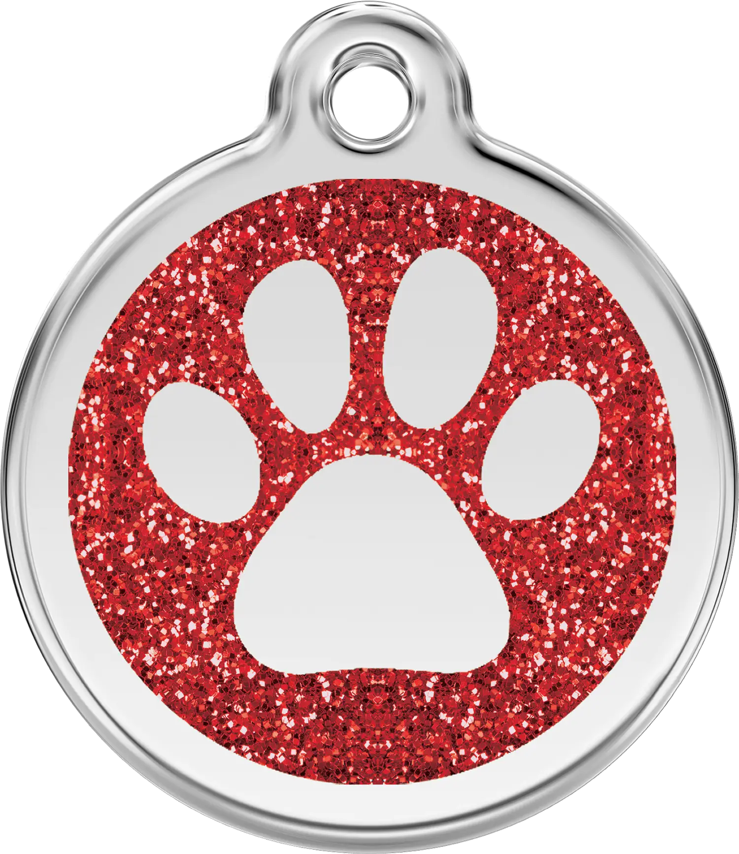 Red Glitter Paw Print Badge for Pets