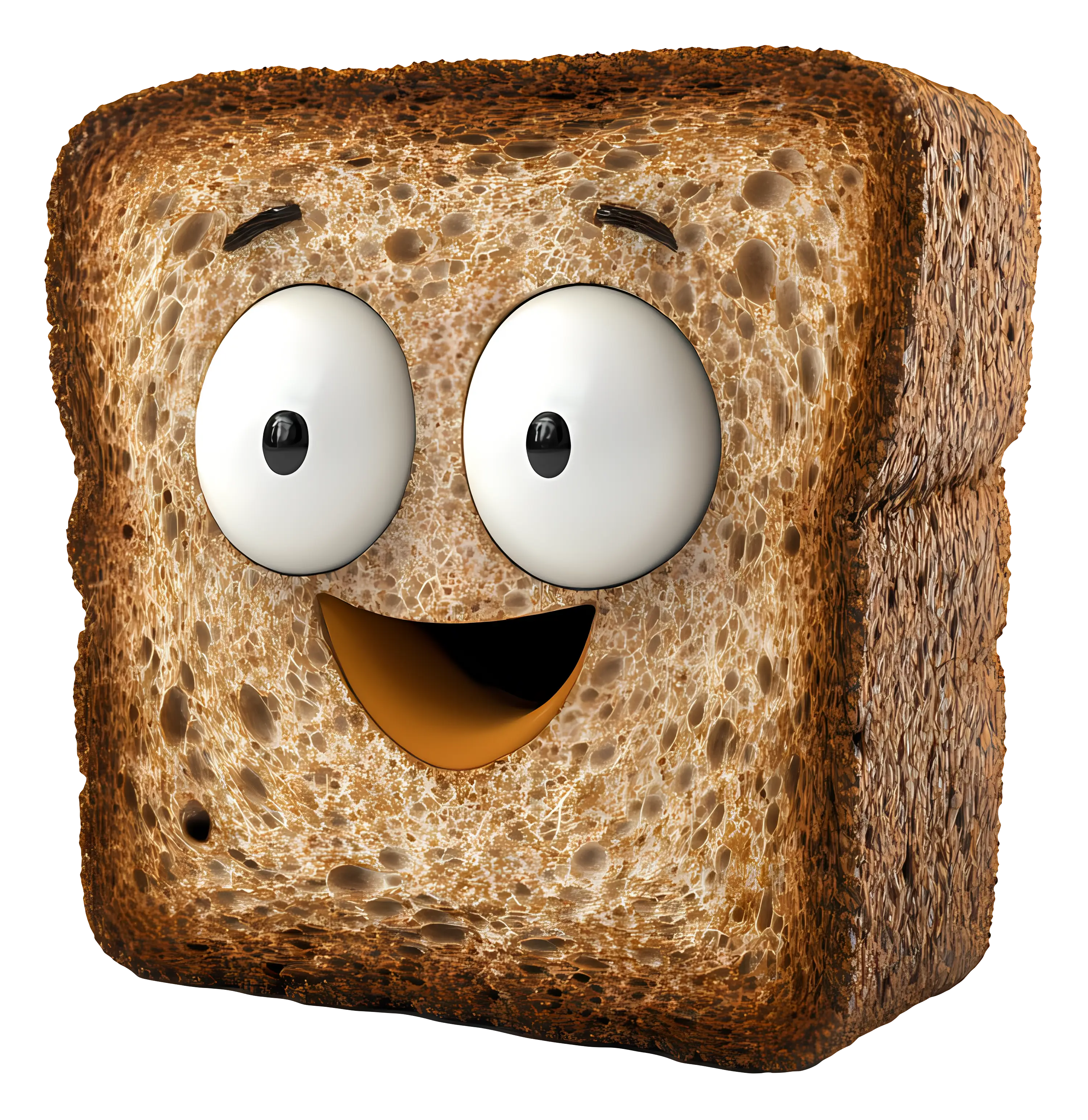 Cheerful Cartoon Bread Slice