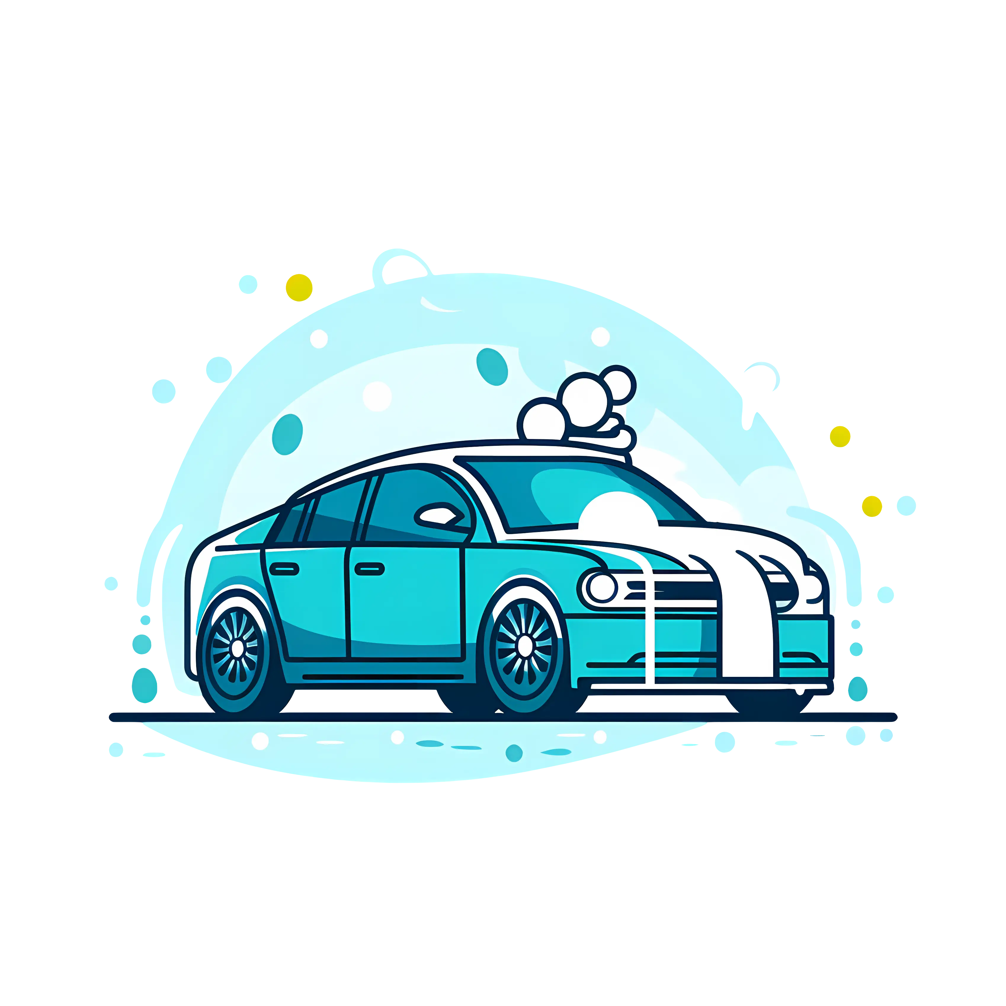 Illustration of Blue Car with Soap Bubbles