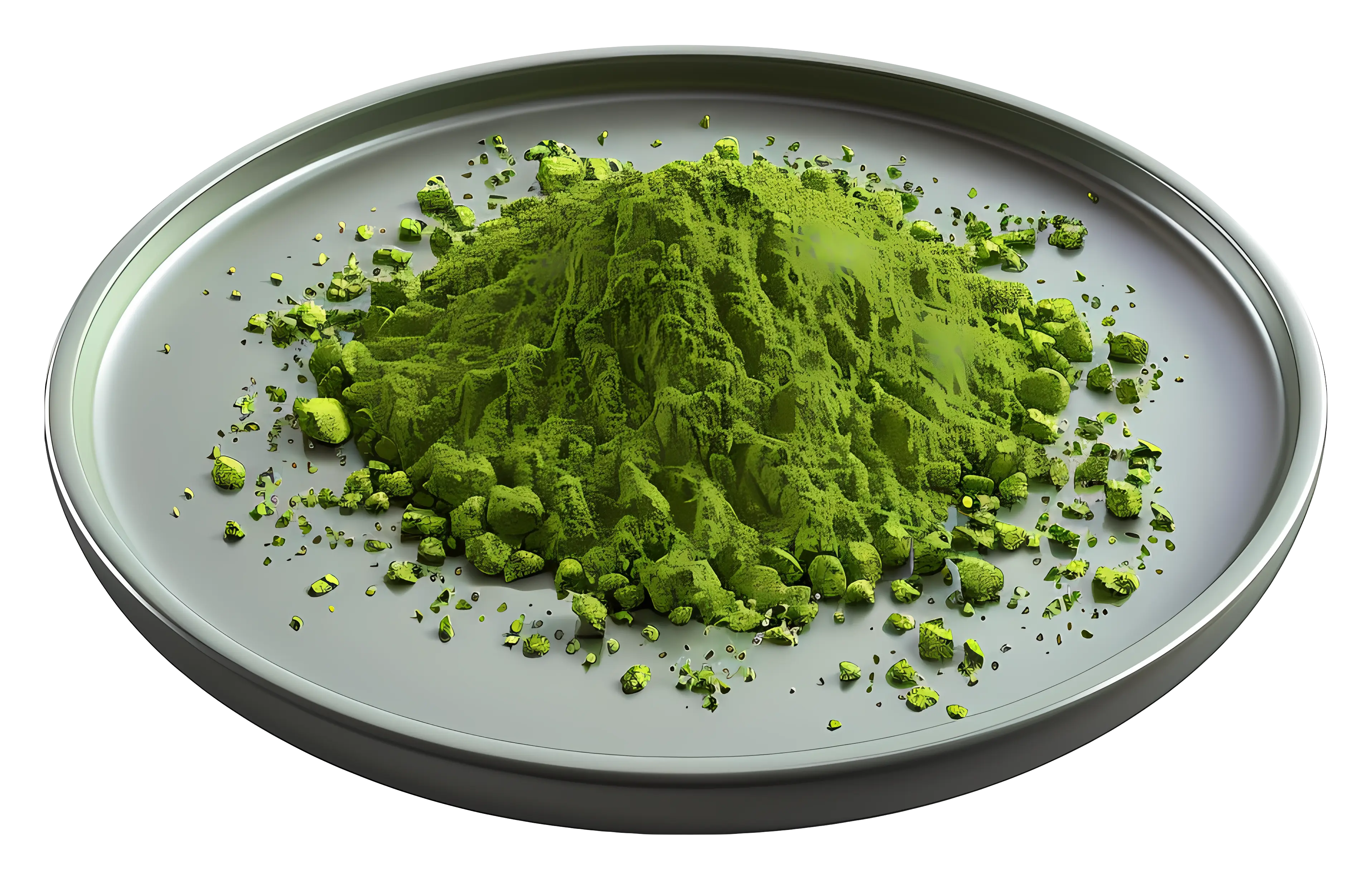 Green Matcha Powder on a Plate