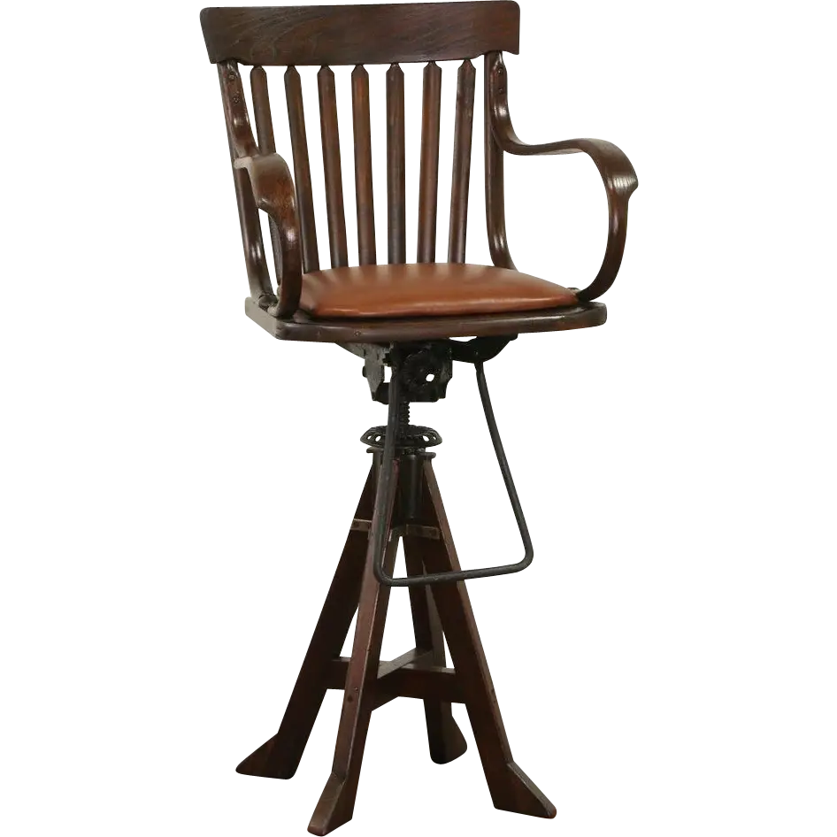 Wooden Swivel Chair with Armrests