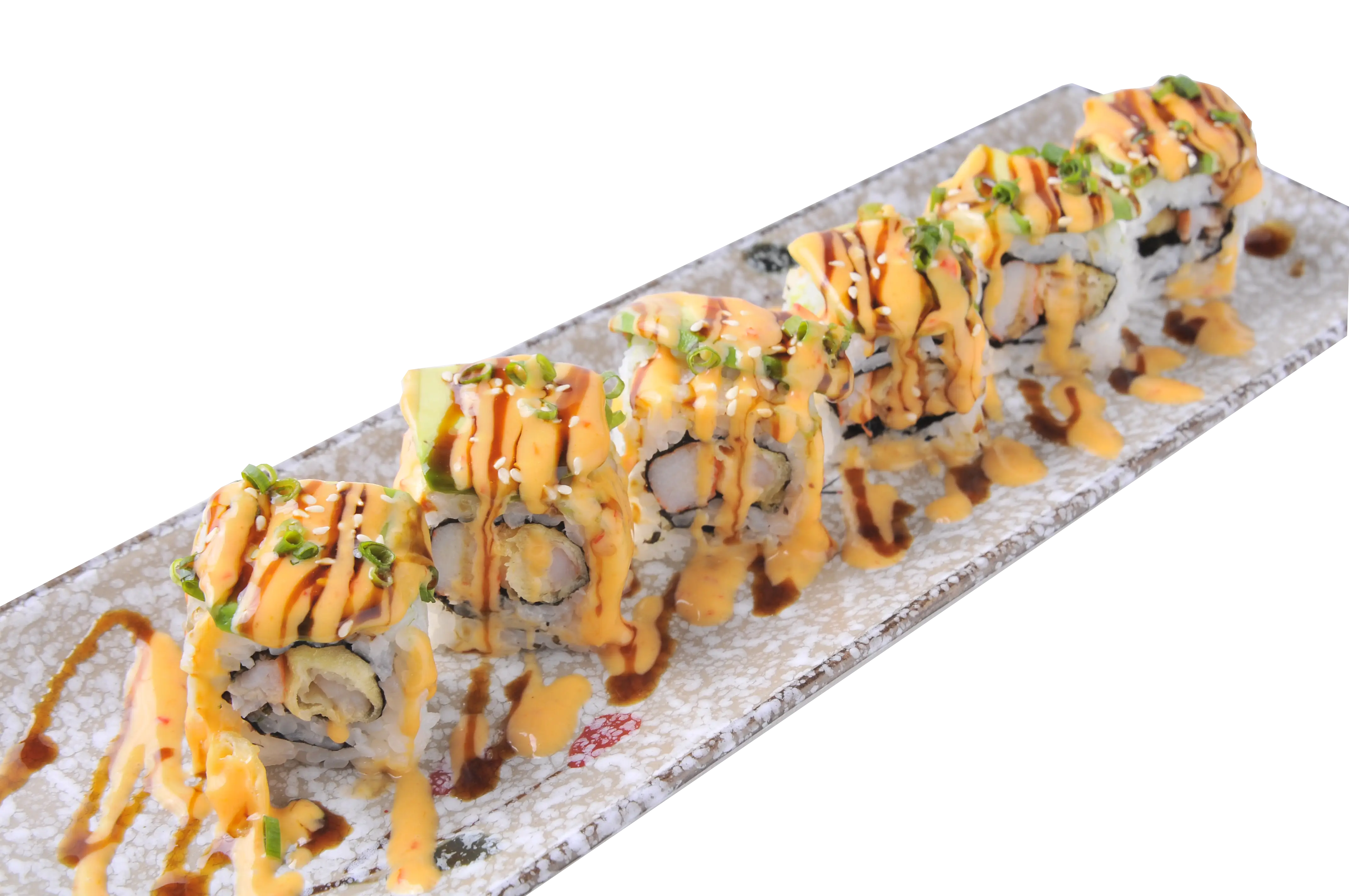 Sushi Rolls with Sauce Drizzle