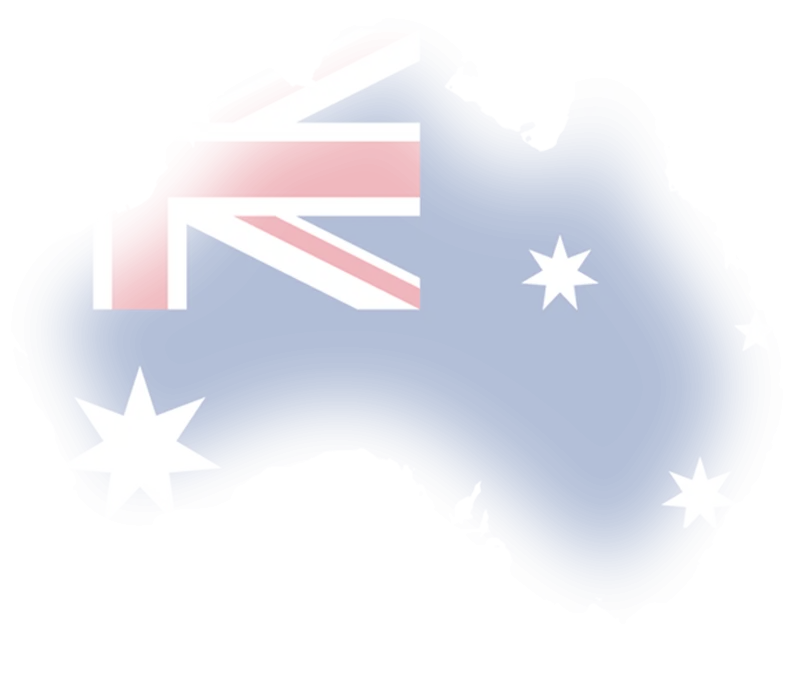 Australian Flag Overlaid on Country Map