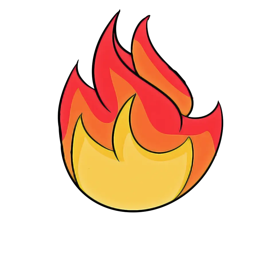 Cartoon Red and Yellow Flame Icon