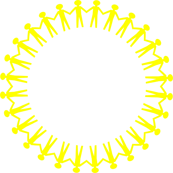 Yellow Circle of People Holding Hands