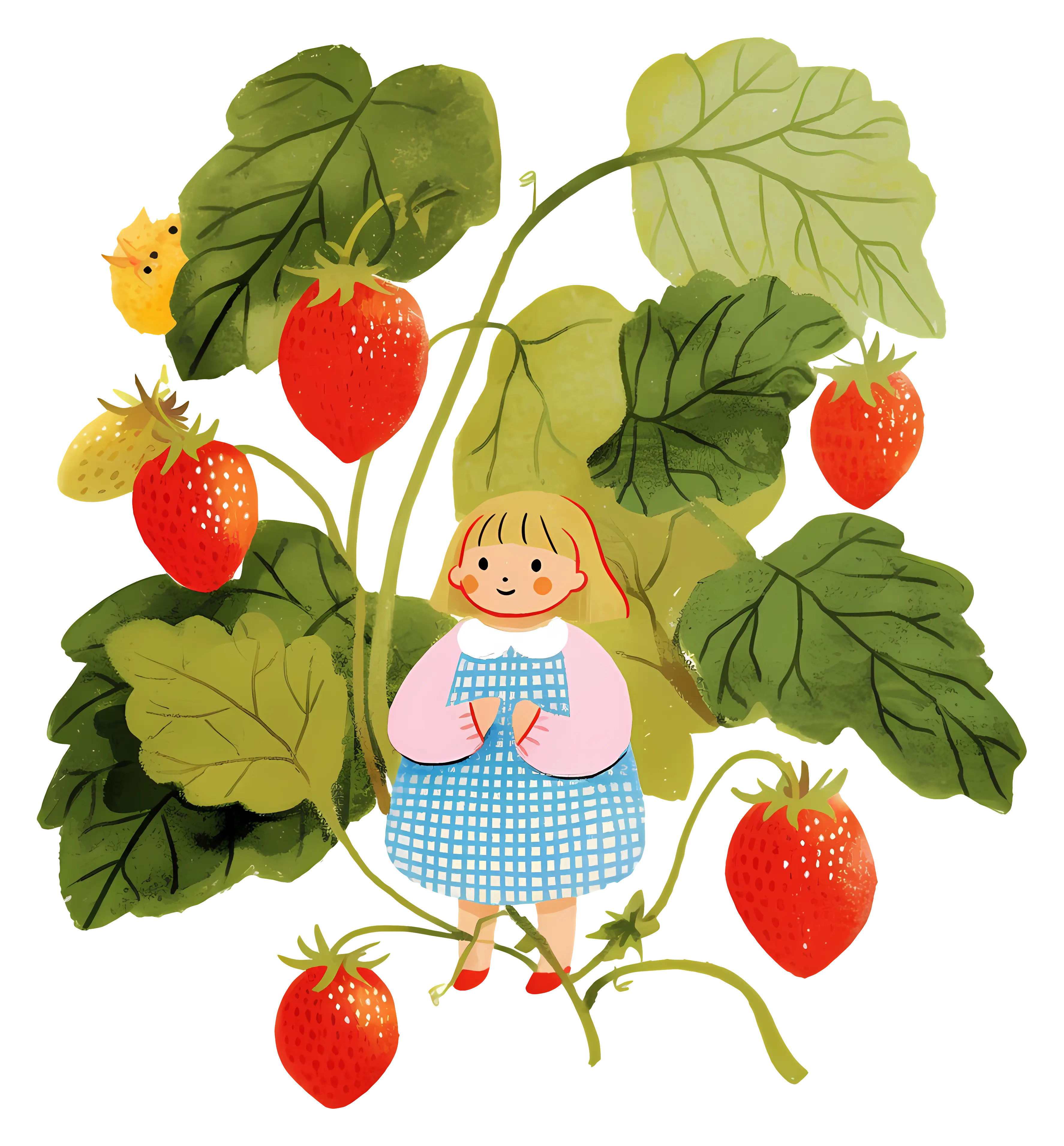 Girl in Strawberry Garden