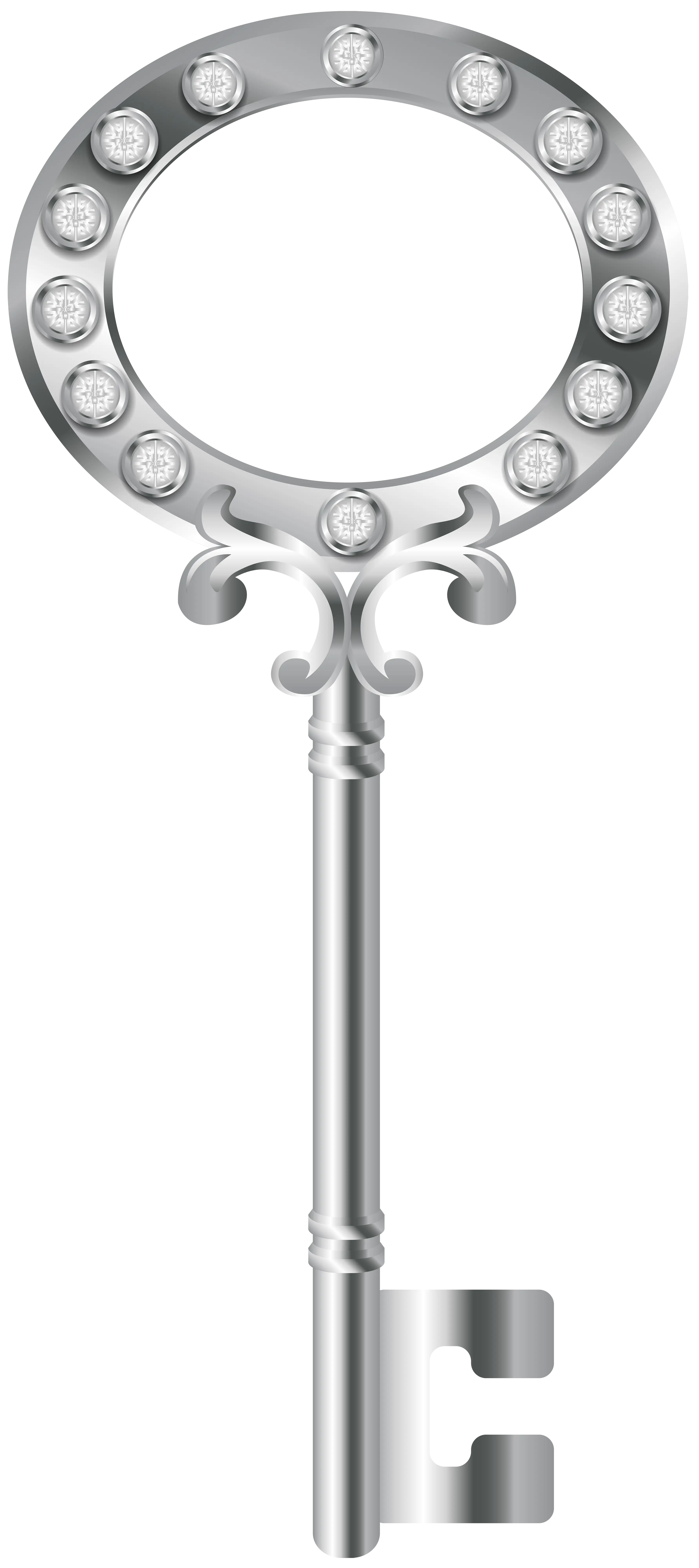Silver Key with Jewels