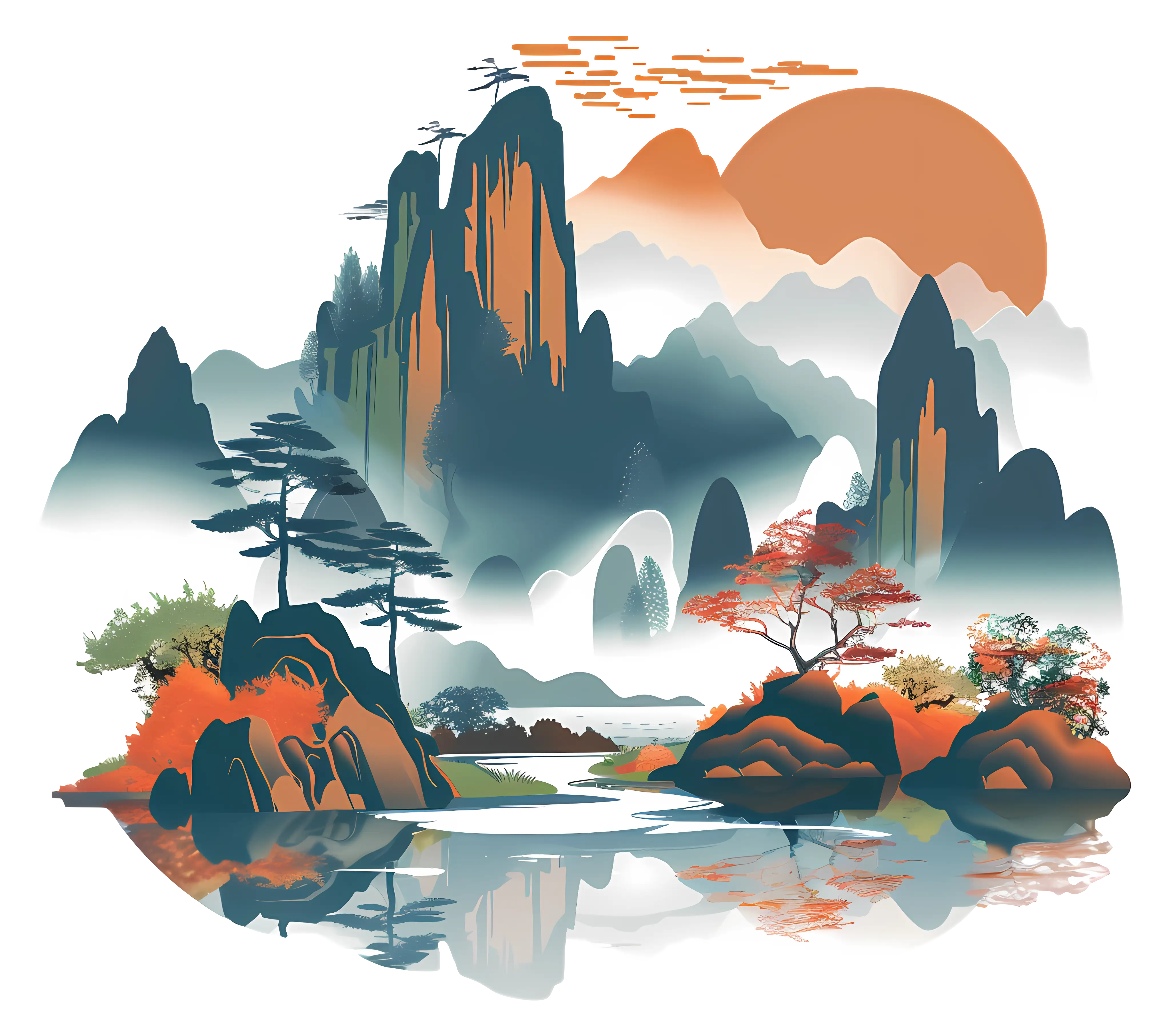Mountain Landscape Artwork with Autumn Inspiration