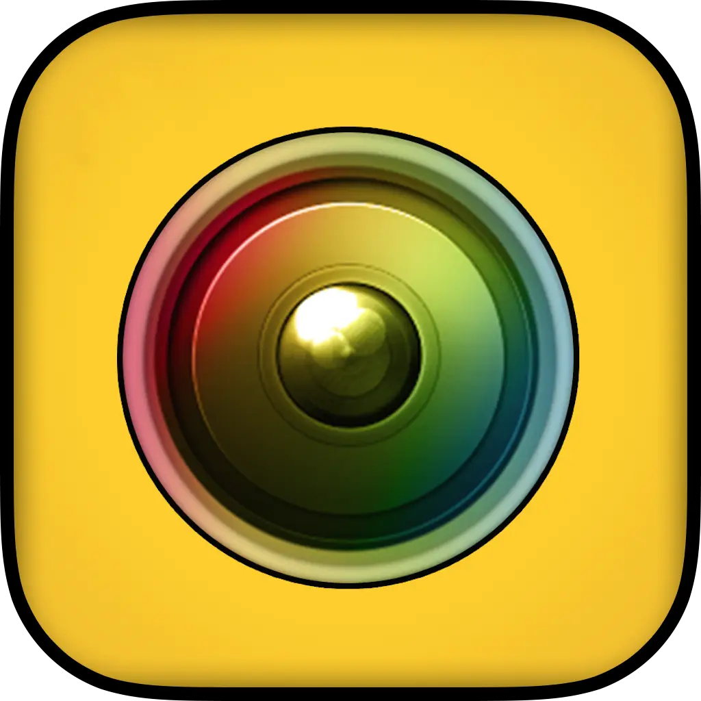 Camera Lens Icon in Yellow Style