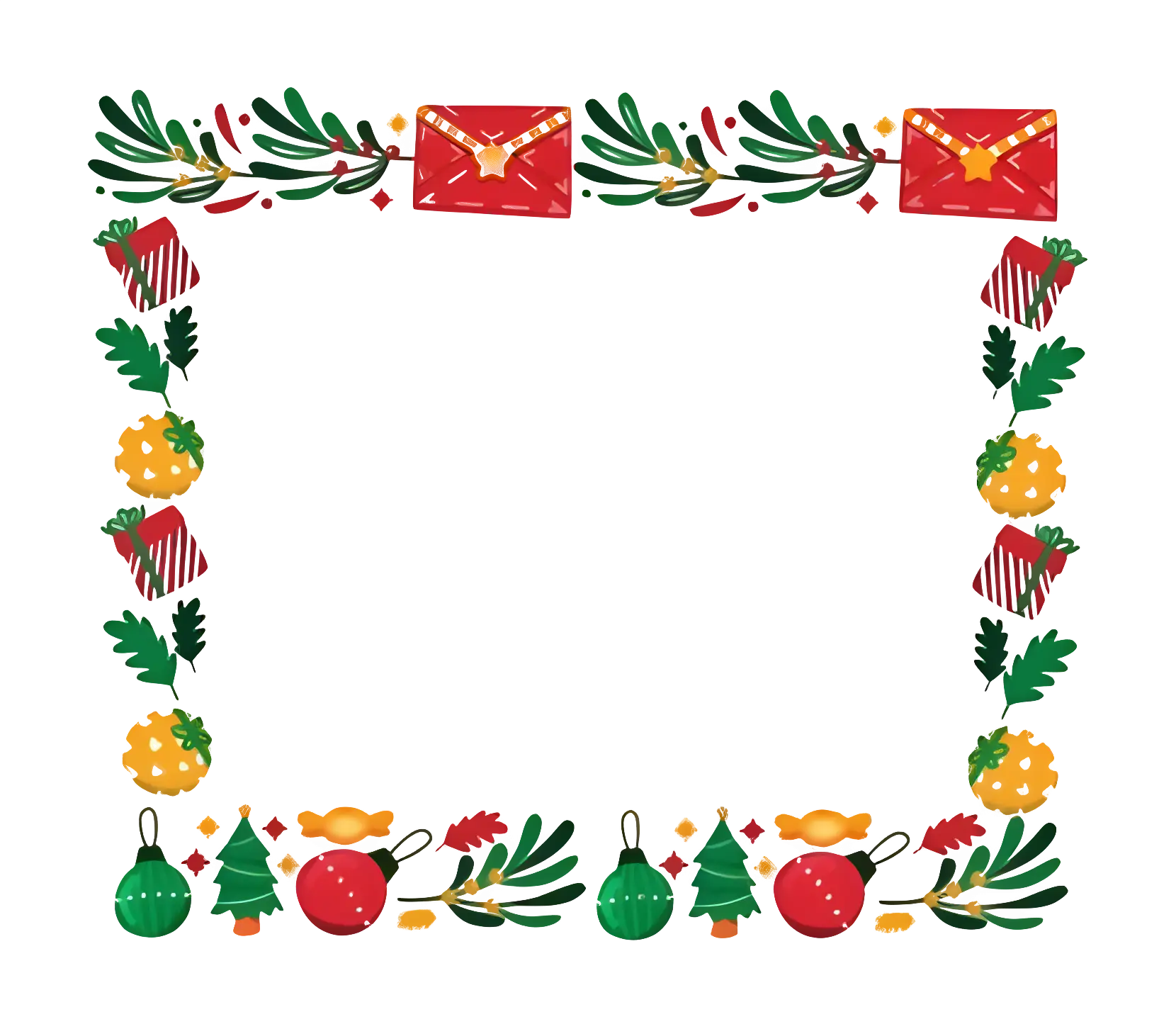 Festive Christmas Decorative Frame with Ornaments