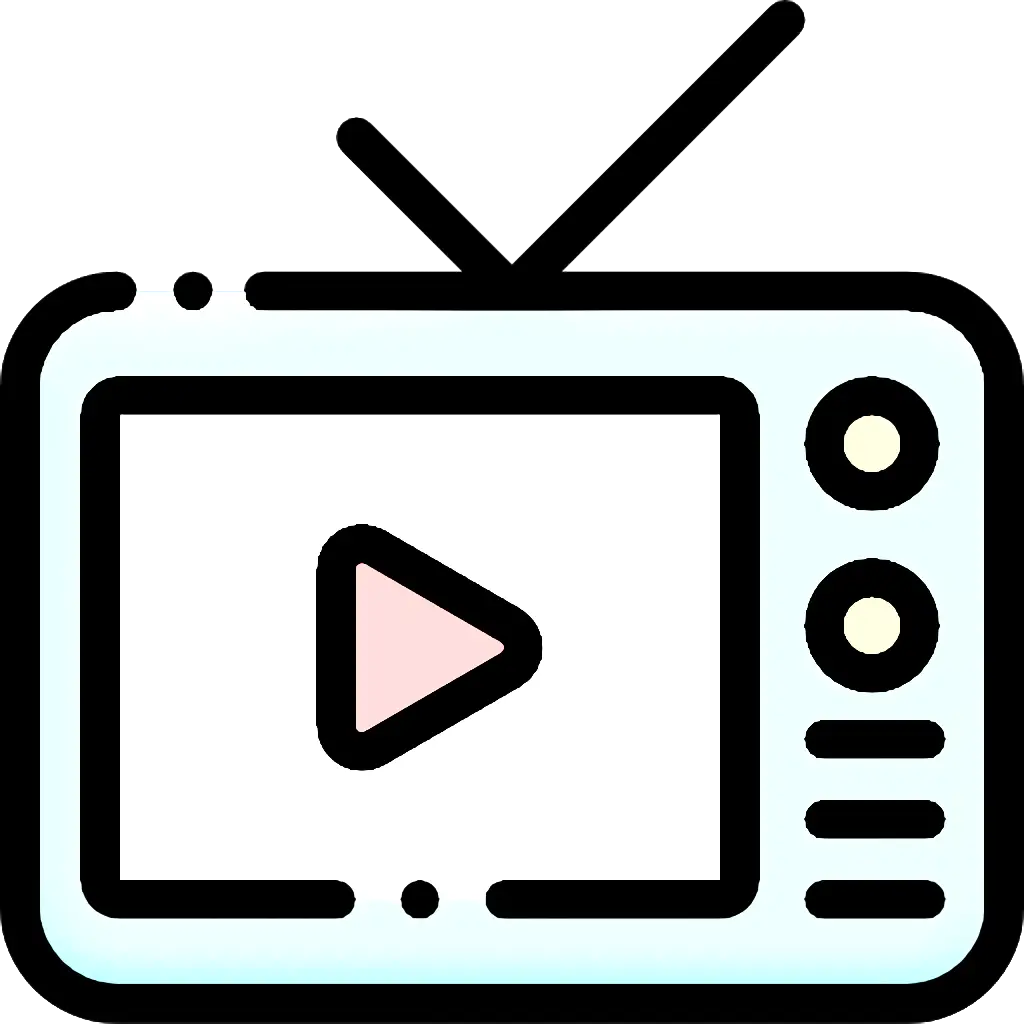 Cartoon Television Icon with Play Button