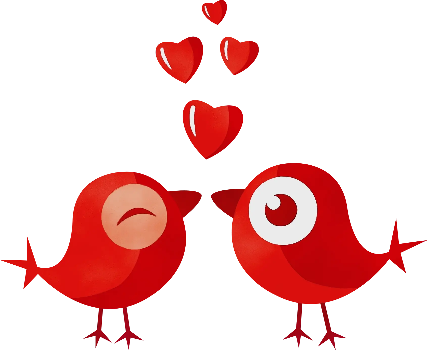 Romantic Red Love Birds Illustration