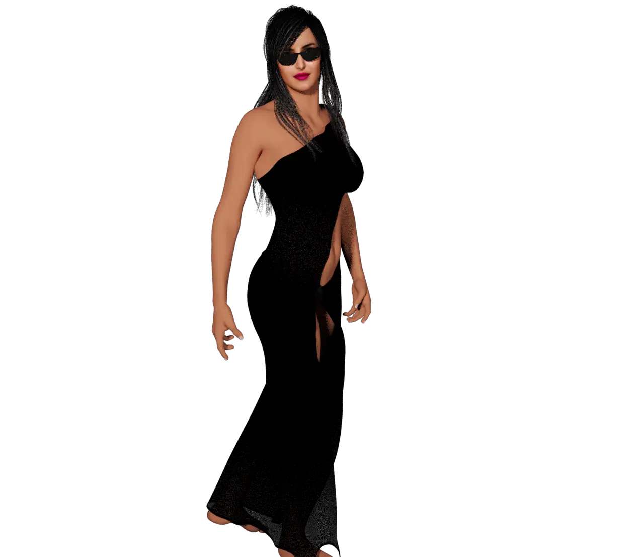Elegant Woman in Black Dress