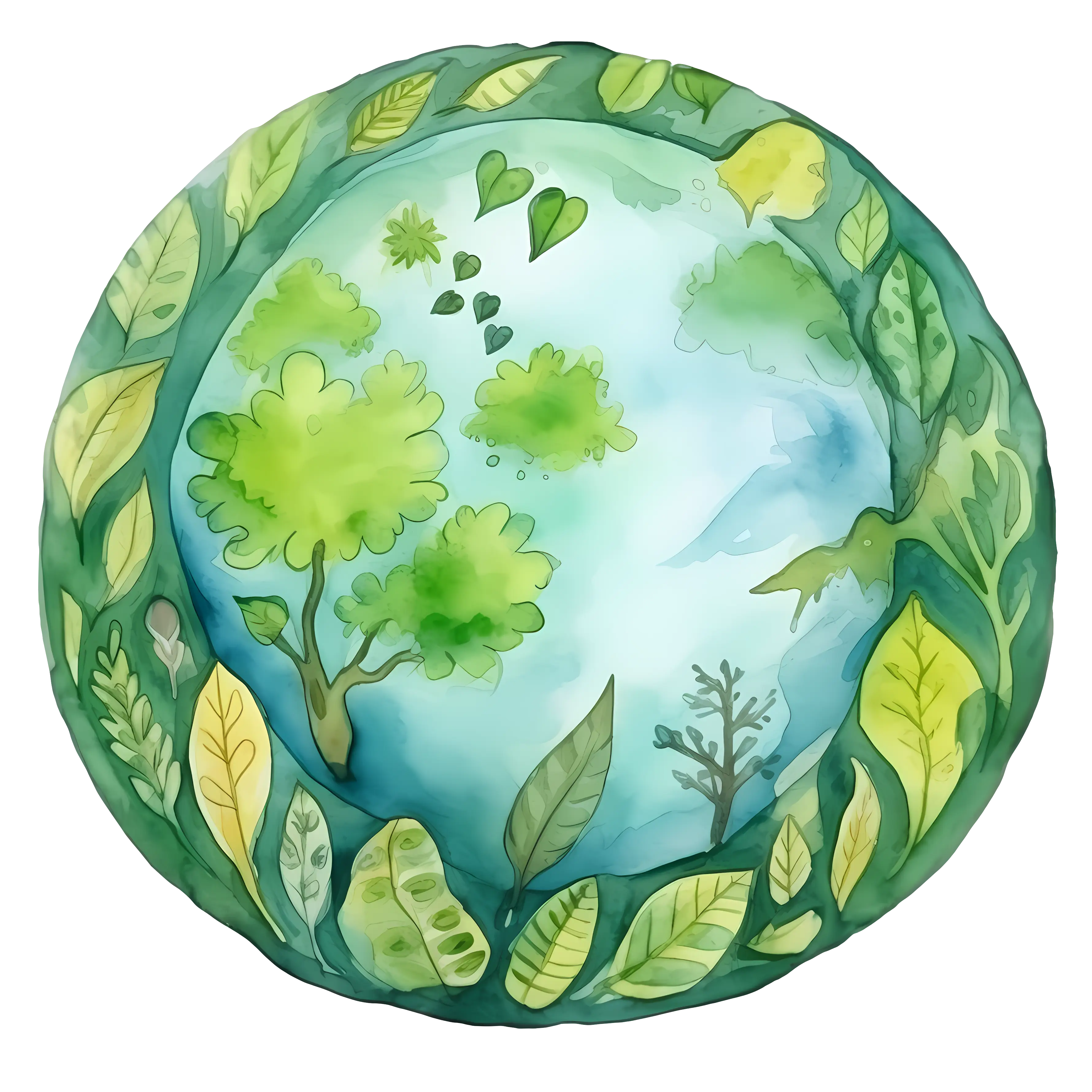 Earth with Green Leaves Illustration