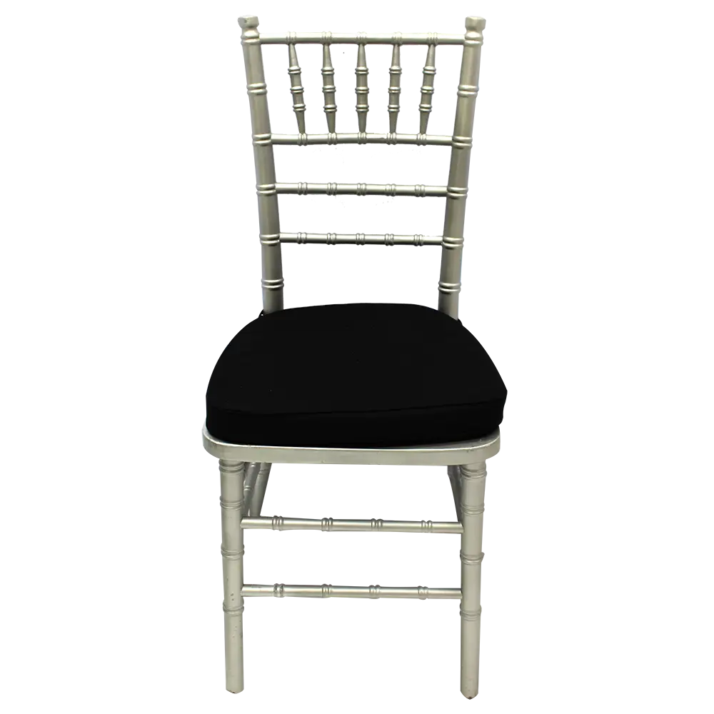 Elegant Silver Chair with Black Cushion