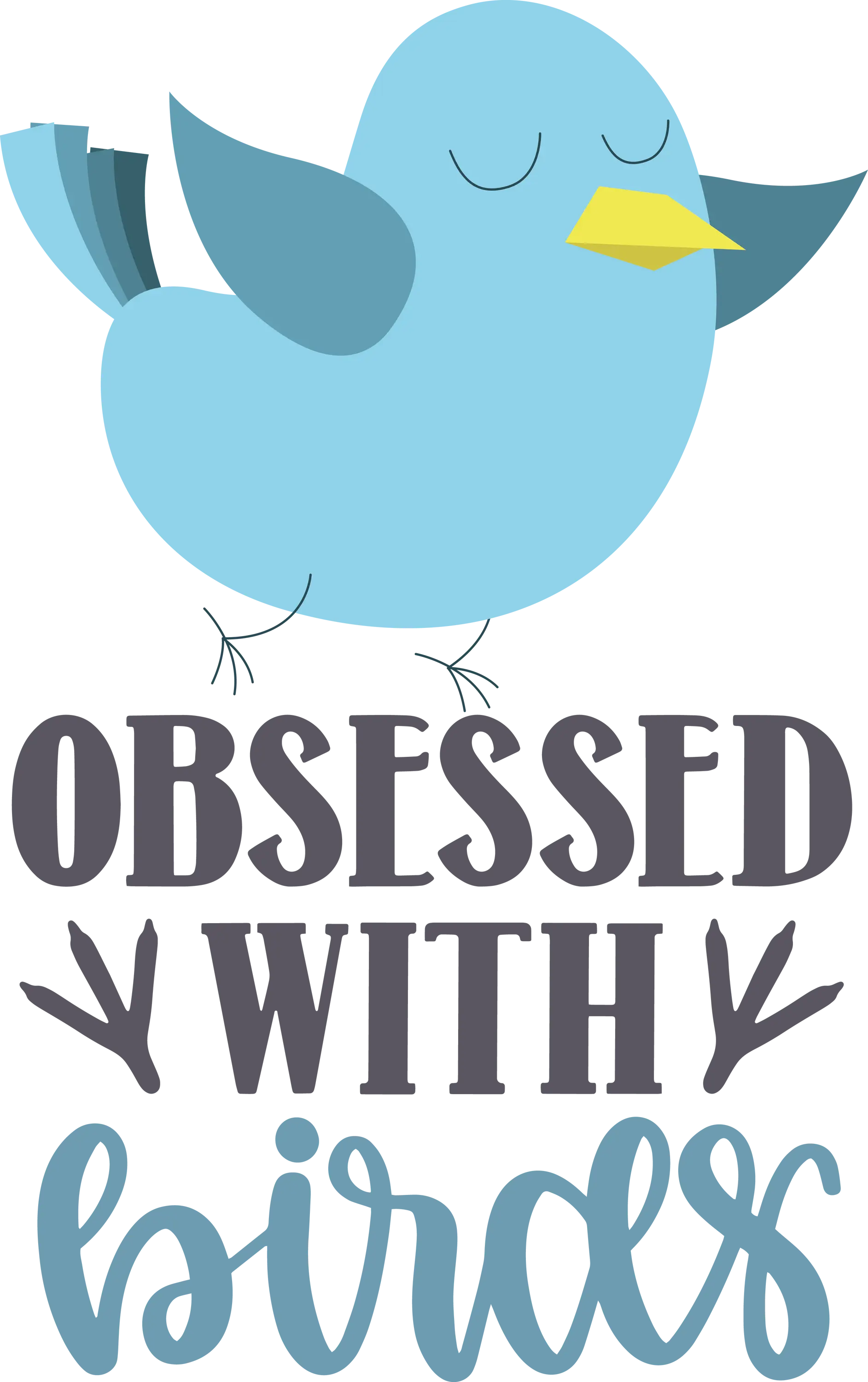 Cute Blue Bird Illustration with Fun Text