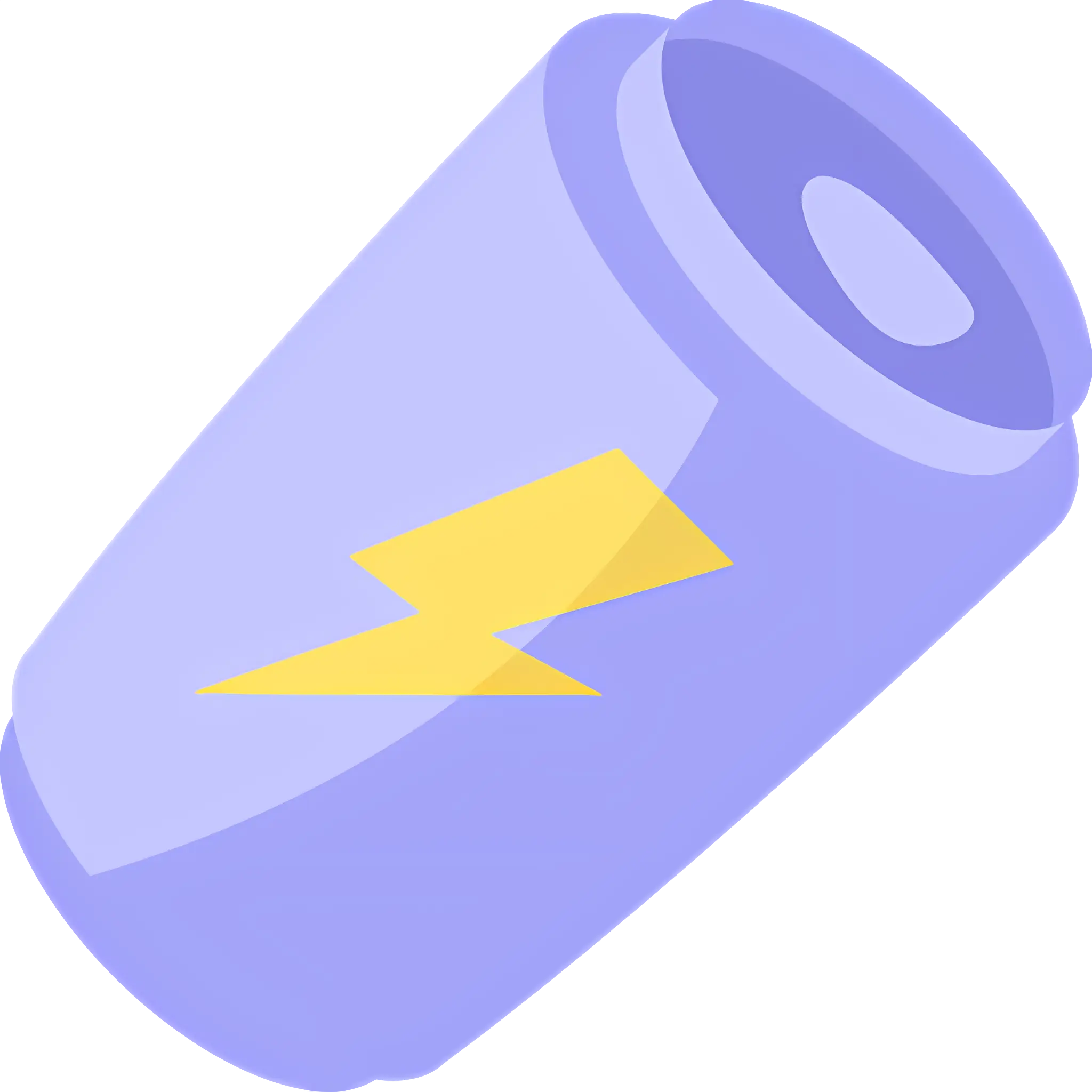 Purple Energy Drink Can with Lightning Symbol