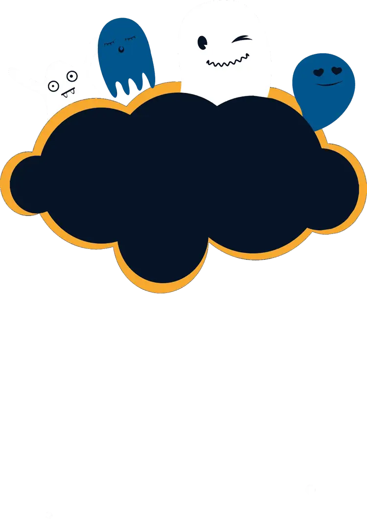 Spooky Ghosts and Cloud Illustration