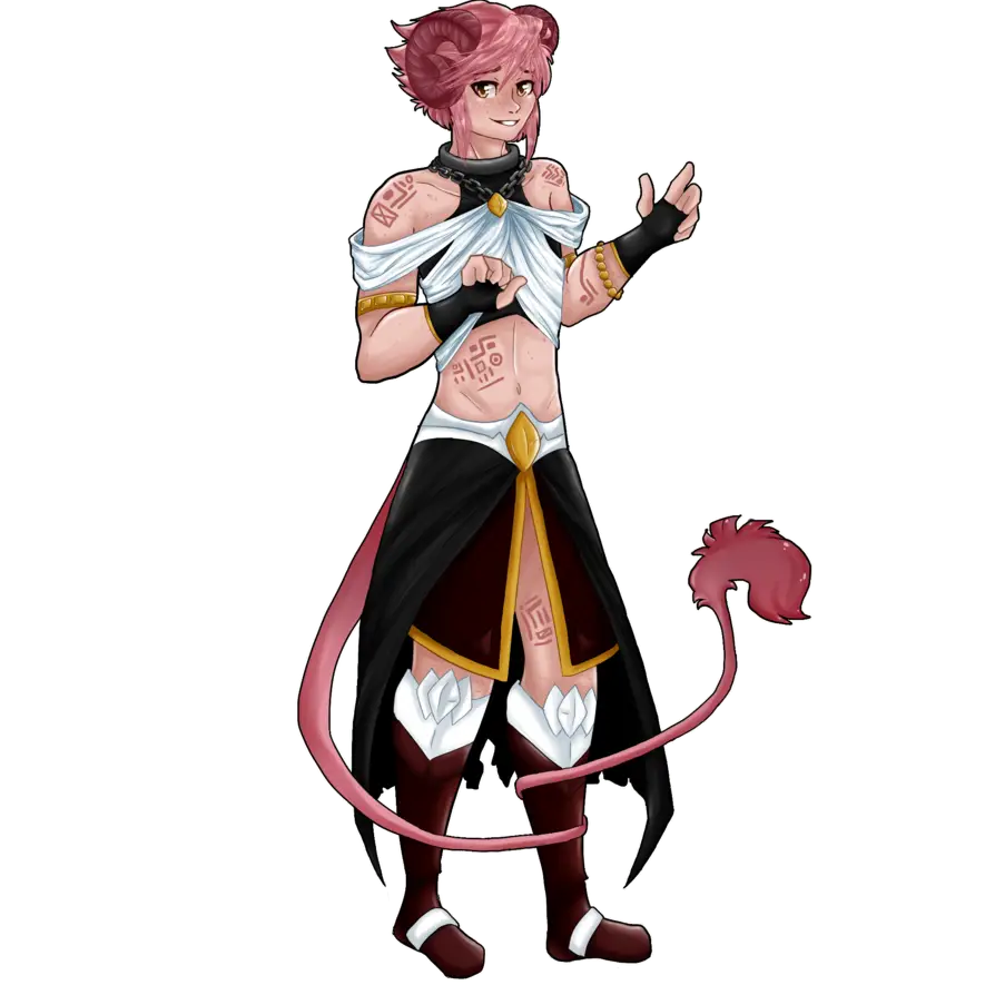 Pink-haired Fantasy Character with Tattoos