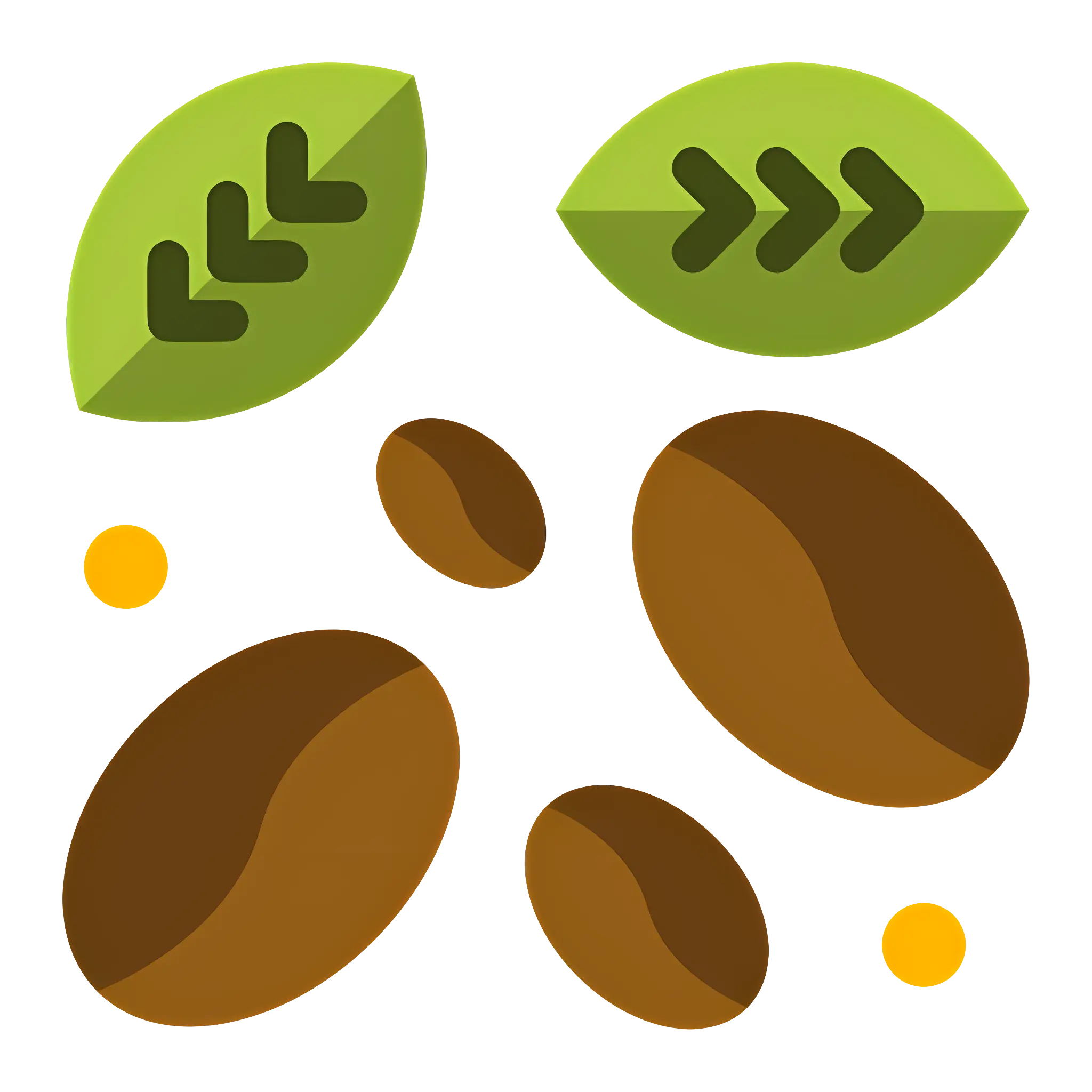 Illustration of Coffee Beans and Leaves