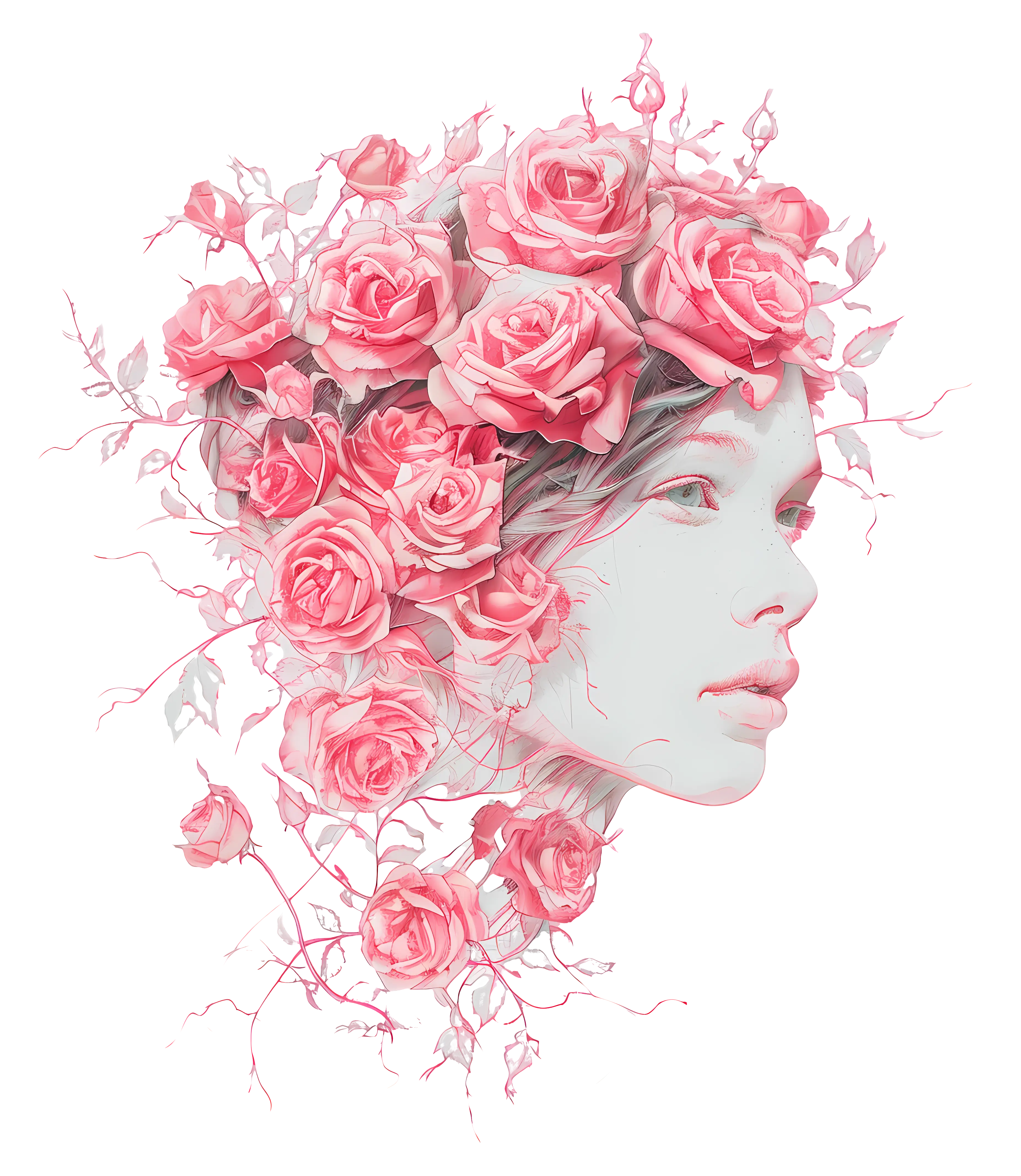 Artistic Woman with Roses
