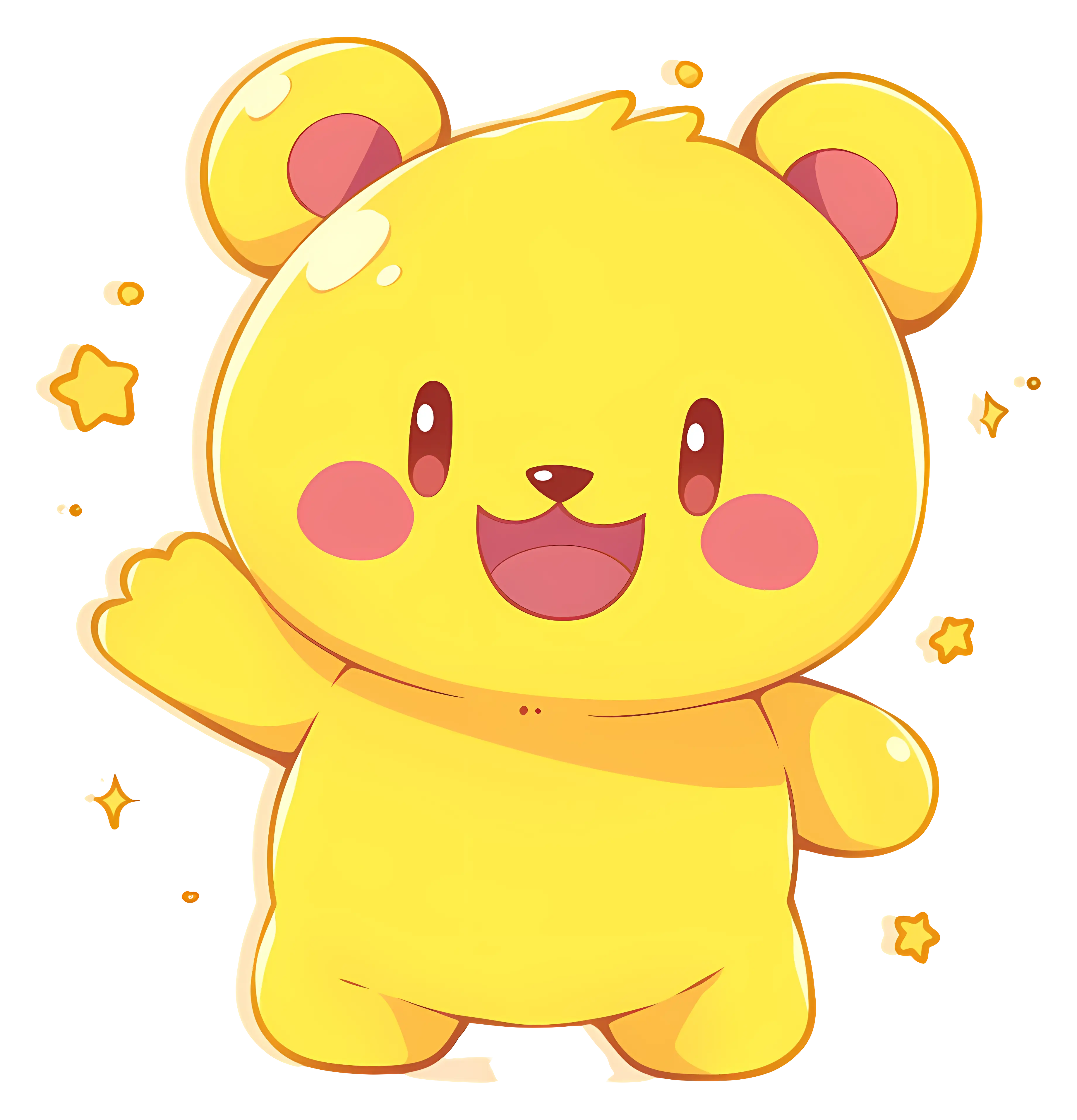 Cute Yellow Cartoon Bear Character