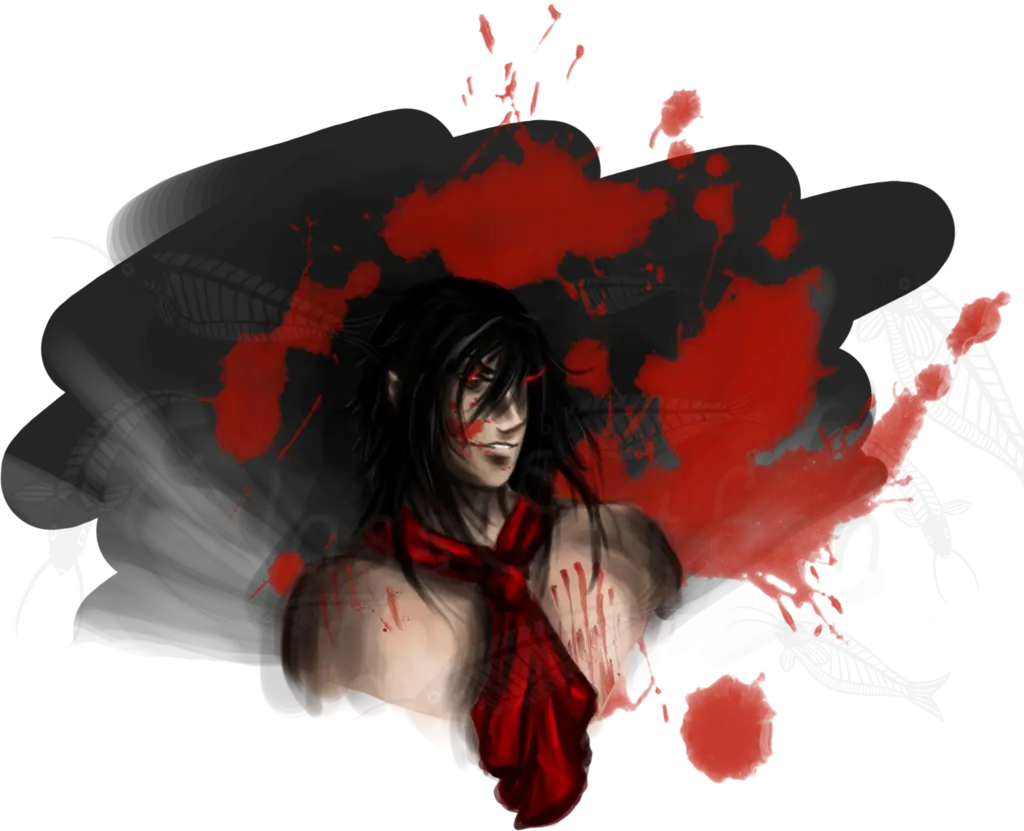Dark Haired Character with Red Scarf