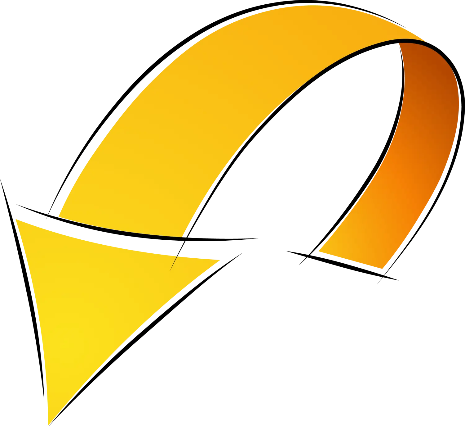 Yellow Downward Curved Arrow