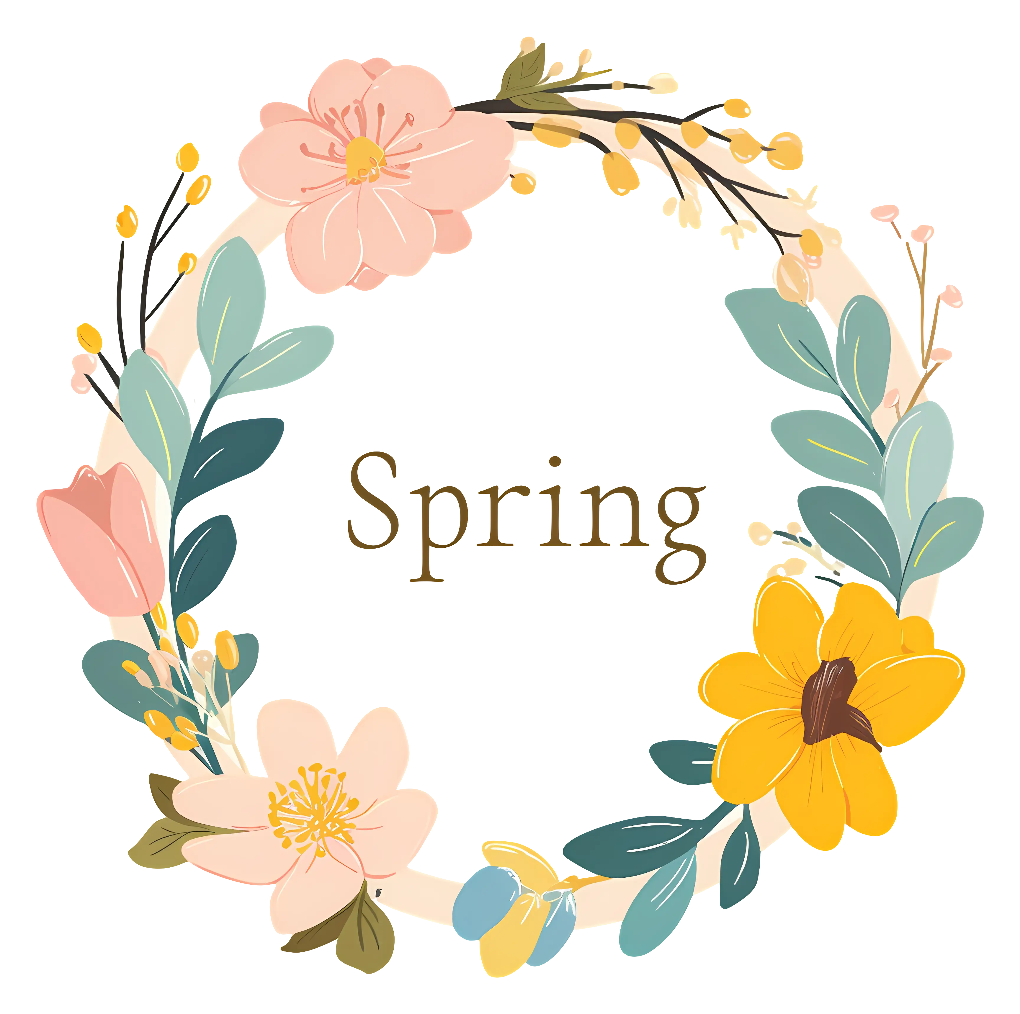 Spring Floral Wreath with Seasonal Flowers