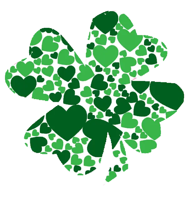 Green Clover with Heart Shapes