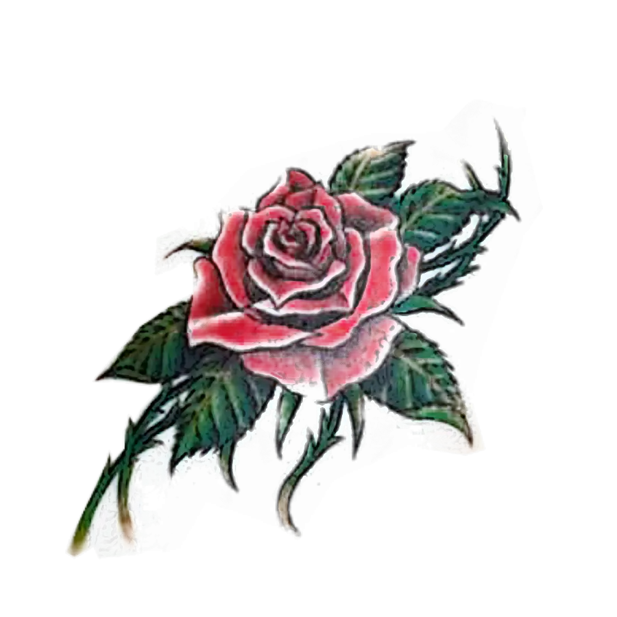 Detailed Red Rose Floral Tattoo Design